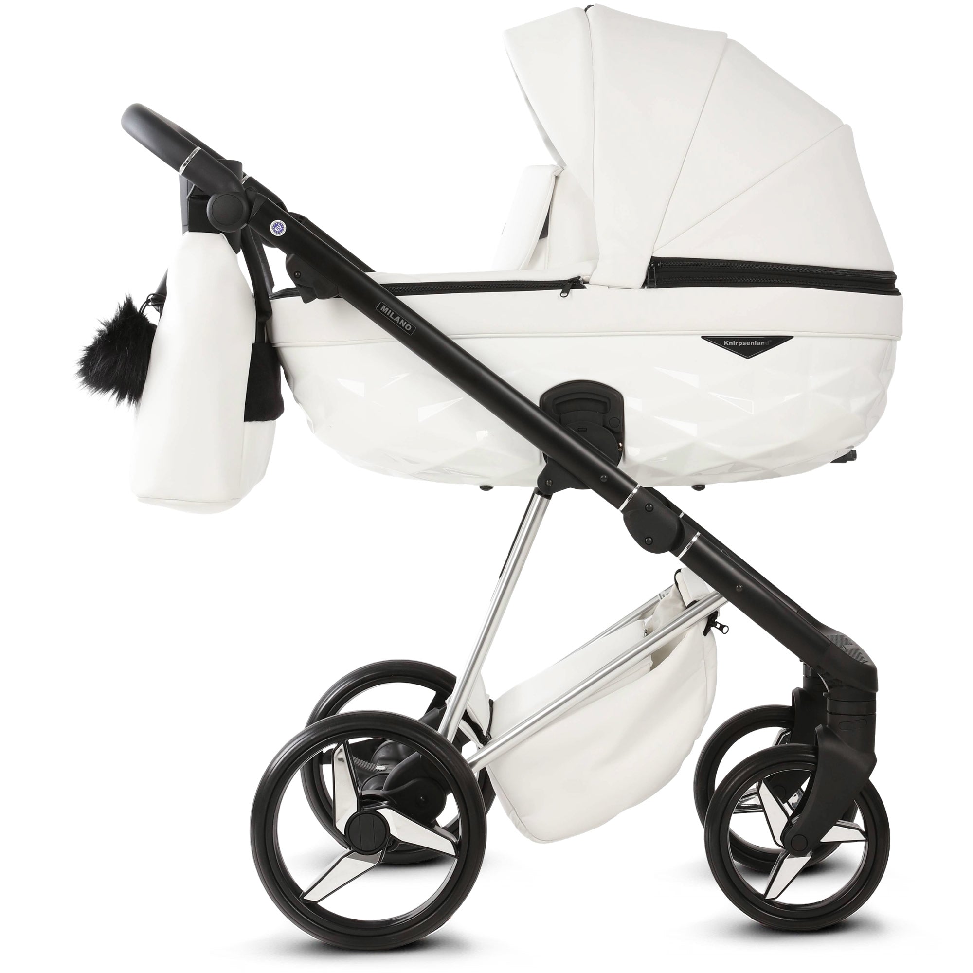 Luxus Kombi-Kinderwagen Milano Weiß – Limited Edition mit 3D Lack-Wanne