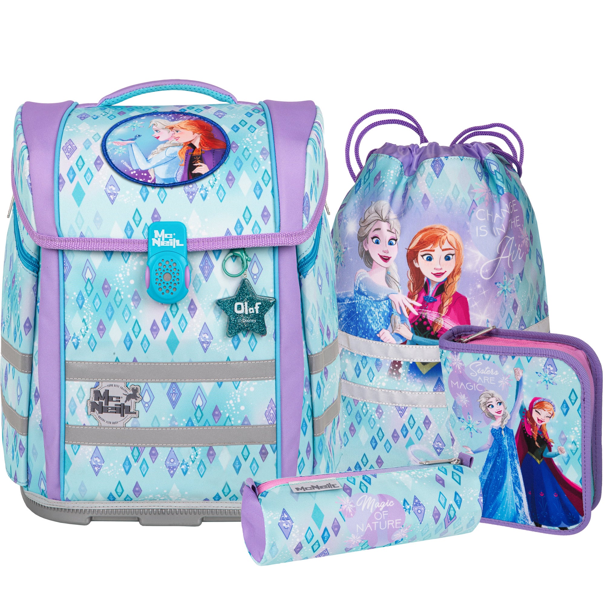 McNeill Schulranzen Perfecto Frozen 5tlg. Set – Ergonomischer Disney mit ClickFlex System