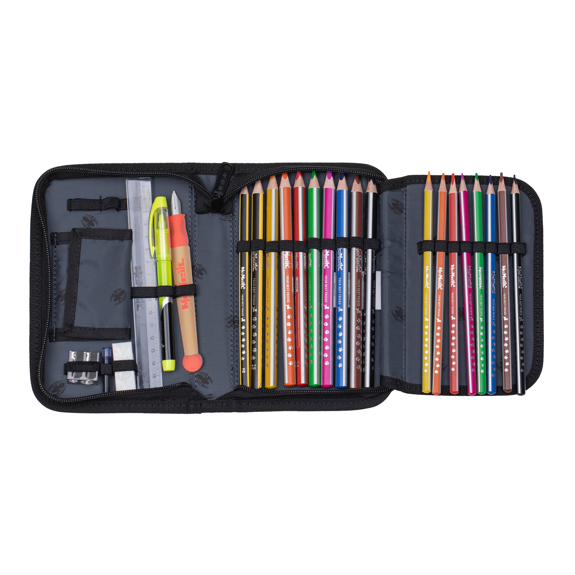 McNeill Schulranzen Perfecto Spider Man II 5tlg. Set – Ergonomischer Marvel ClickFlex System