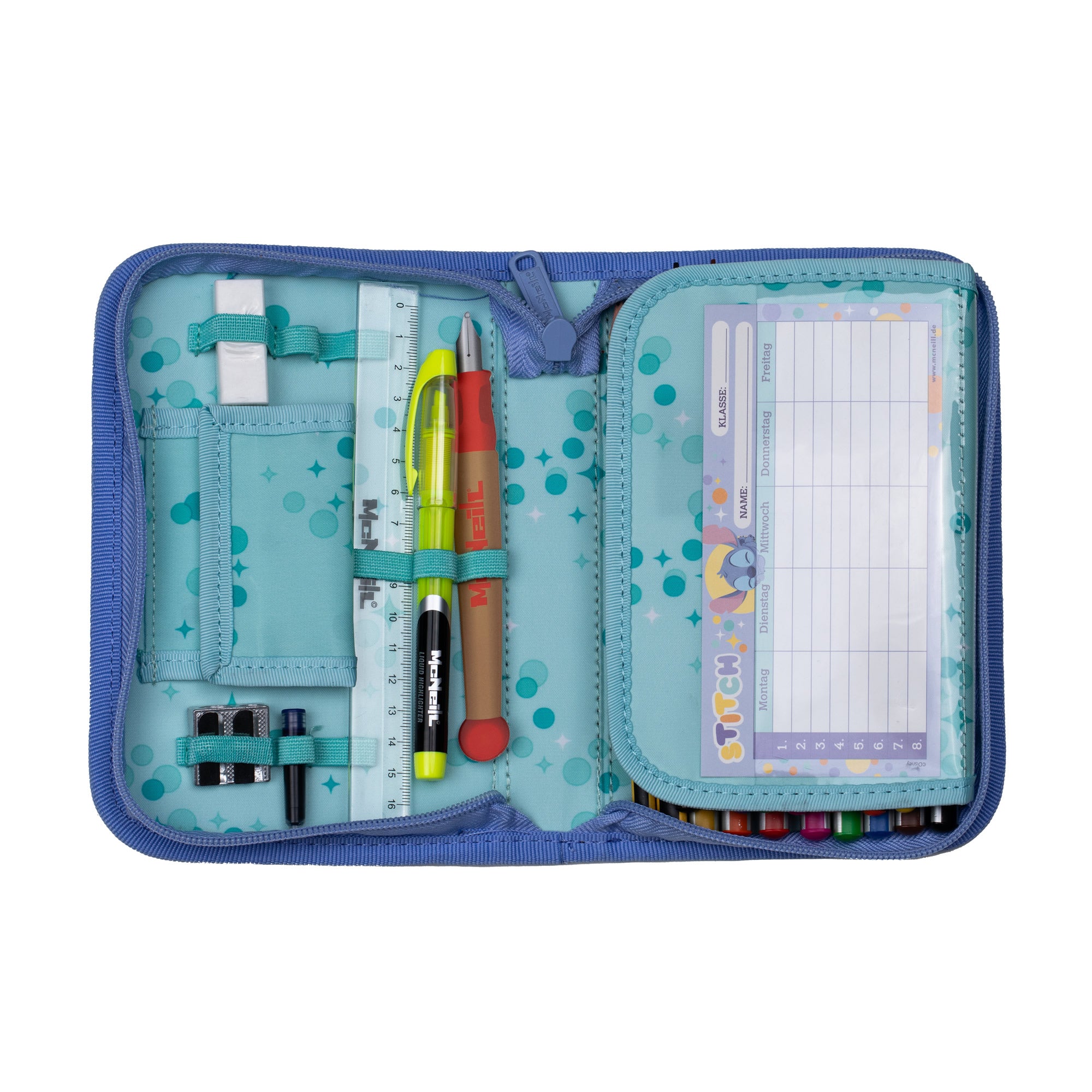 McNeill Schulranzen Perfecto Stitch 5tlg. Set – Ergonomischer Disney ClickFlex System