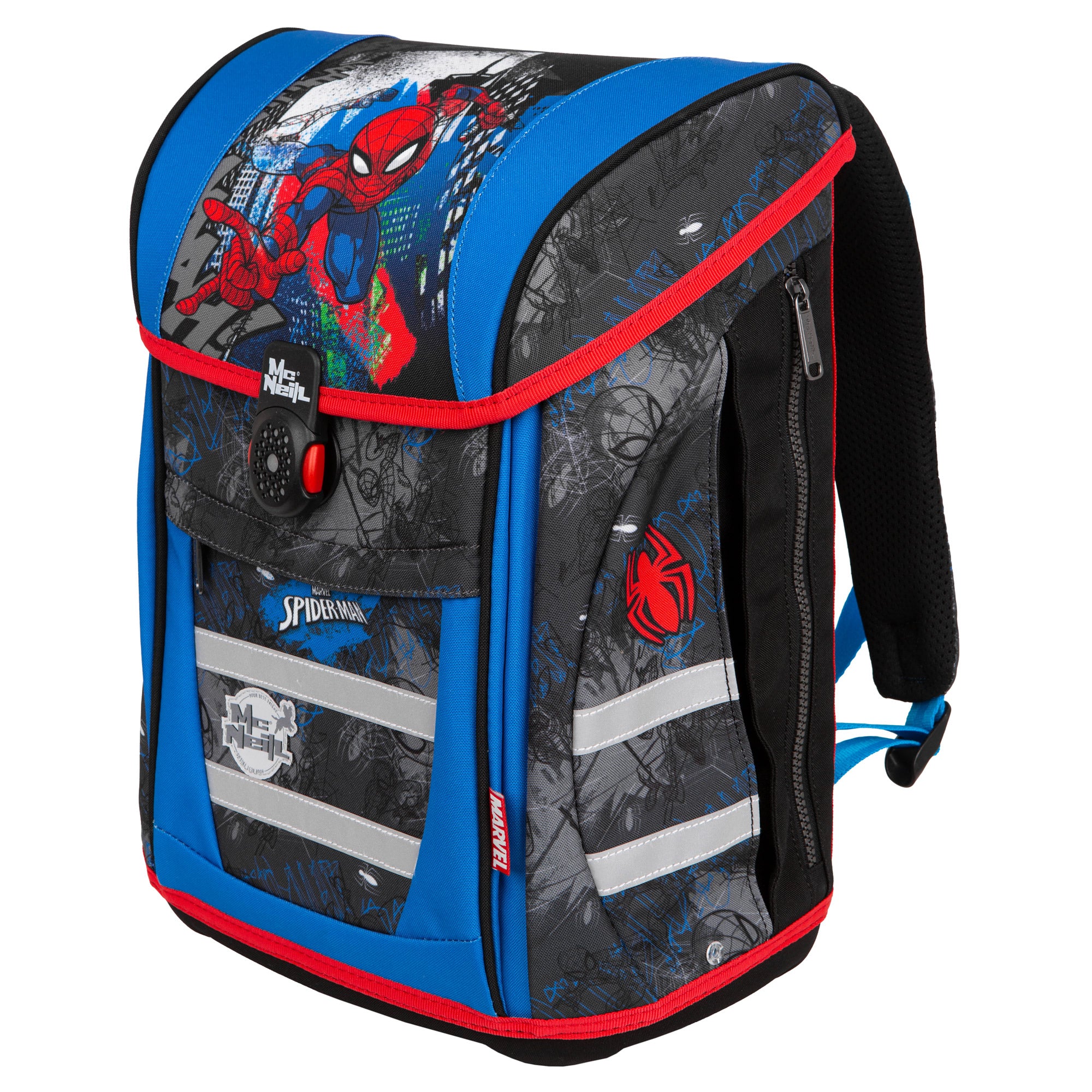 McNeill Teneris Spider Man Schulranzen 4tlg. Set – Air-Flow Rückensystem