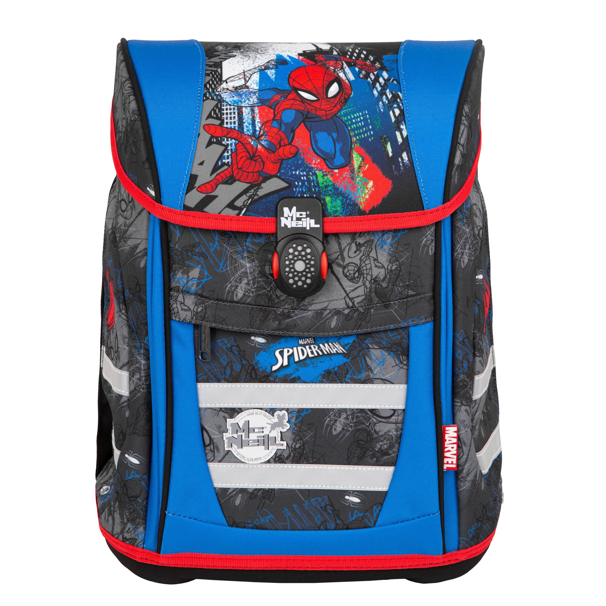 McNeill Teneris Spider Man Schulranzen 4tlg. Set – Air-Flow Rückensystem