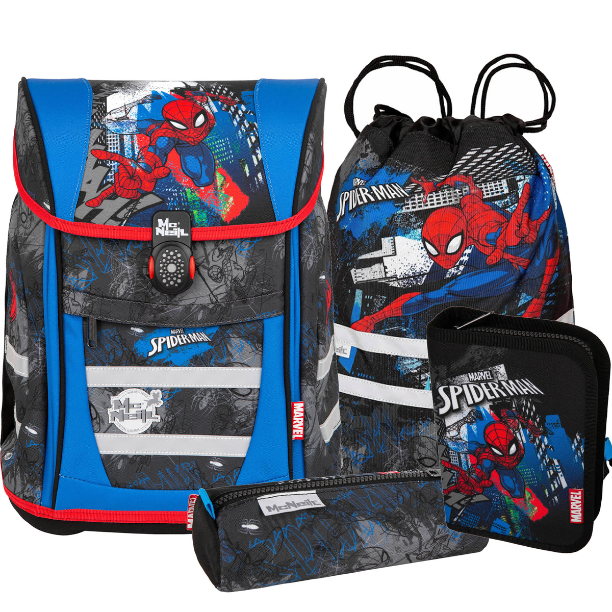 McNeill Teneris Spider Man Schulranzen Set 4-teilig