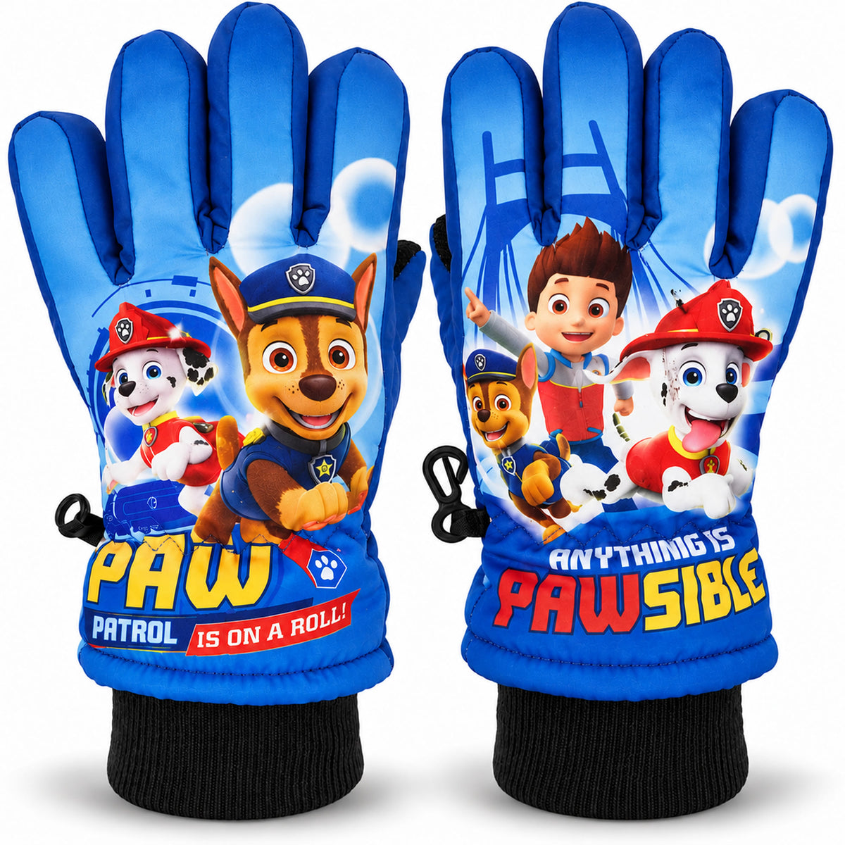 Paw Patrol Chase & Marshall Kinder Winterhandschuhe Blau – warm gefüttert
