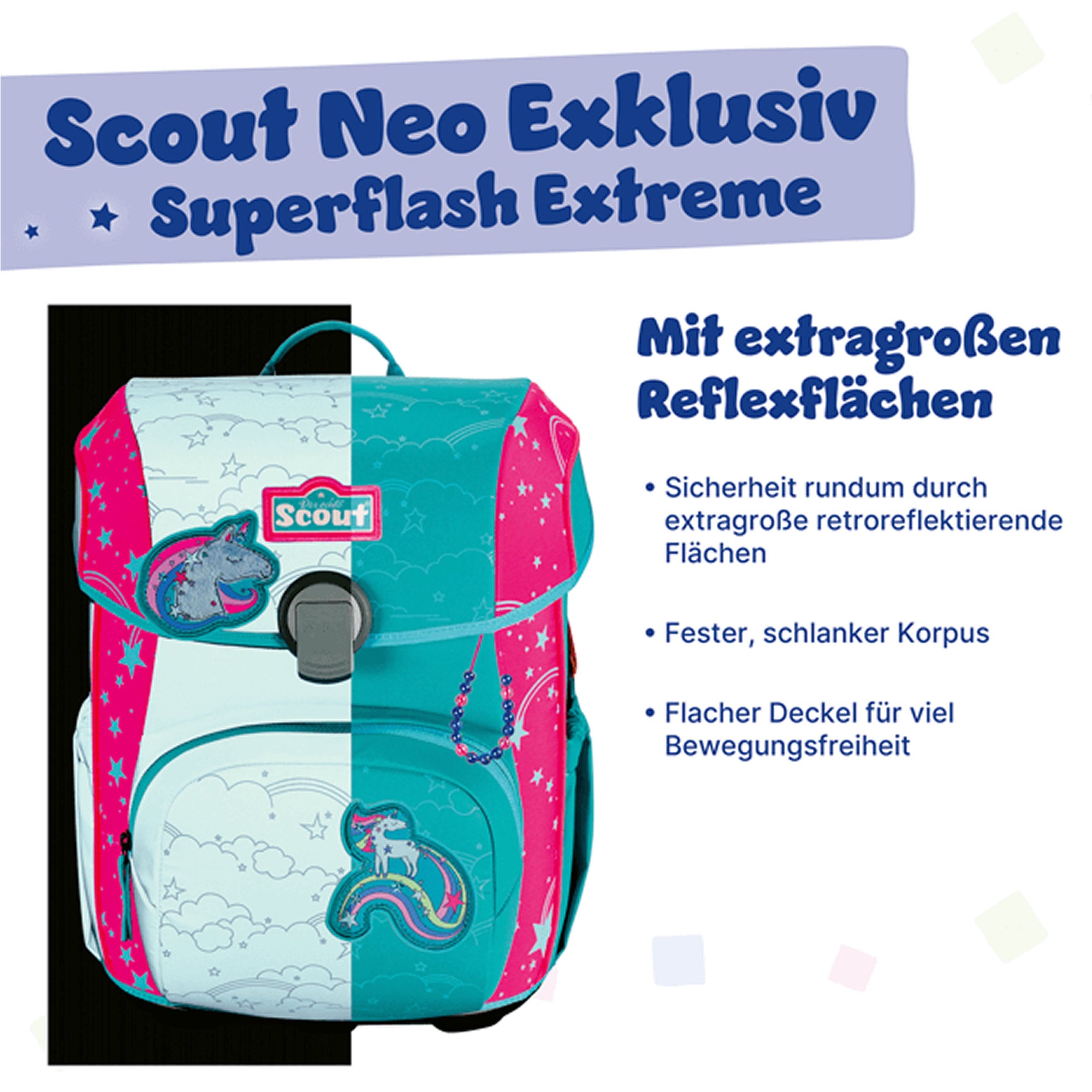 Scout Schulranzen-Set Neo Exklusiv Superflash – Extreme Unicorn