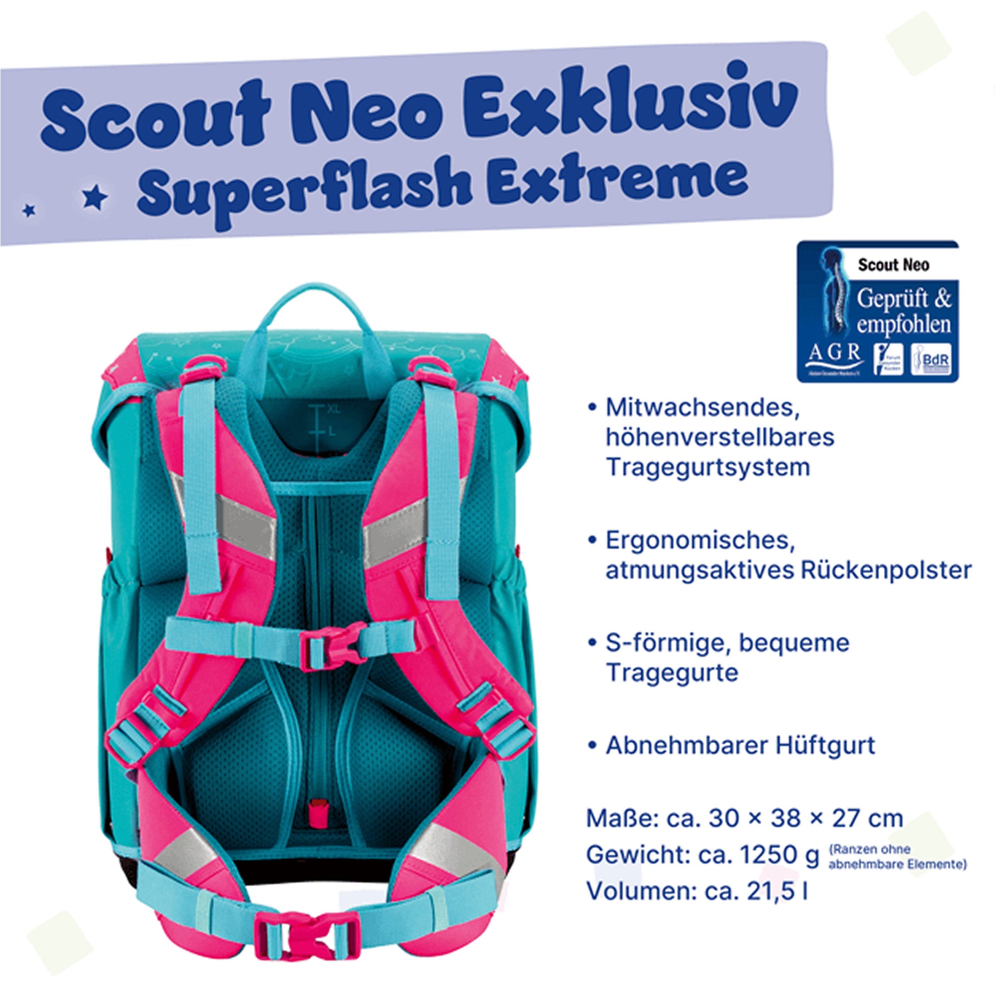 Scout Schulranzen-Set Neo Exklusiv Superflash – Extreme Unicorn