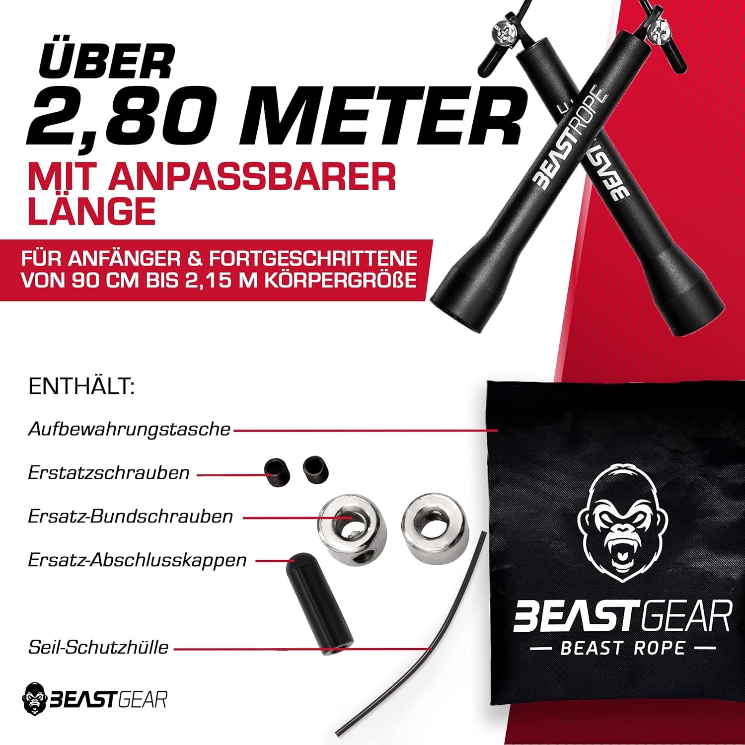Springseil Fitnessseil Sprungseil Sport Boxen MMA Crossfit Stahl Beast Gear