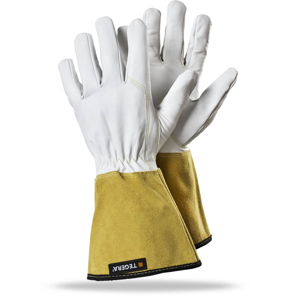 Tegera 126A Hitzeschutz Schweißer Handschuhe Weiß/Gelb