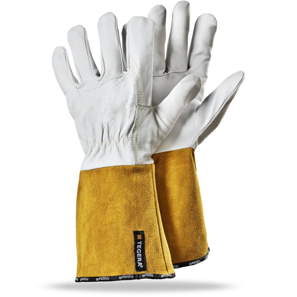 Tegera 130A Hitzeschutz Schweißer Handschuhe Weiß/Gelb
