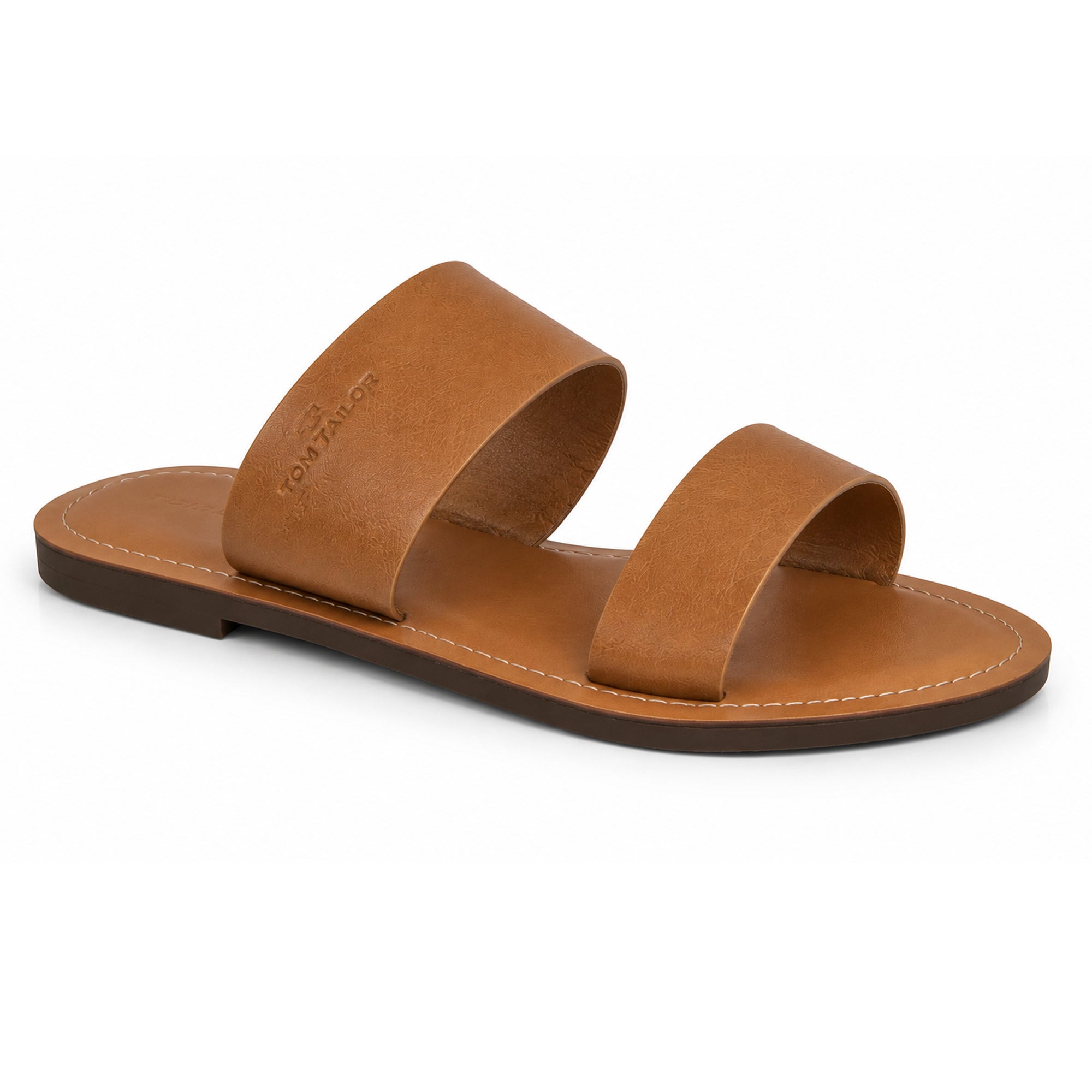 TOM TAILOR Damen Pantoletten Cognac – Bequeme Sommer Sandalen mit gepolstertem Fußbett