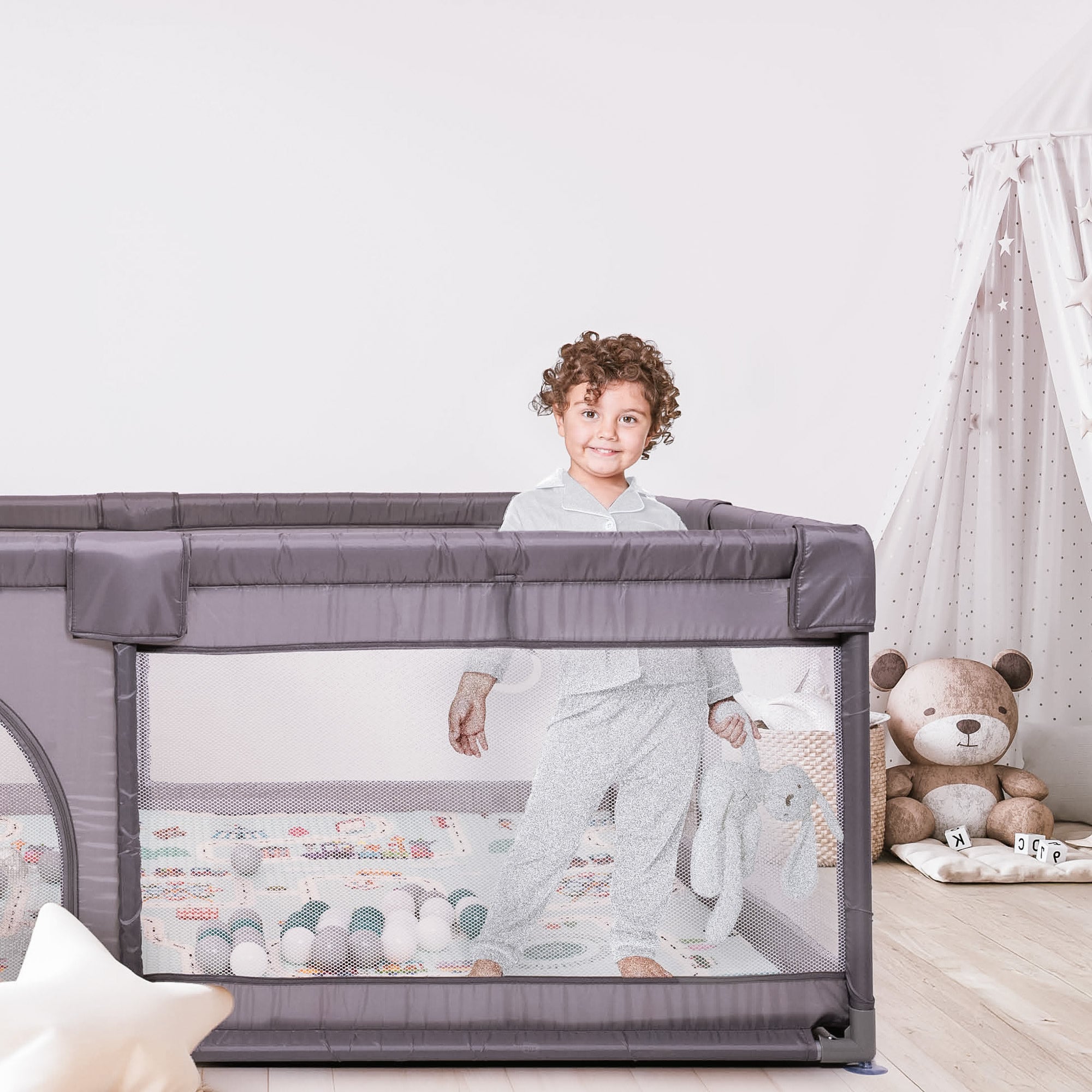 XXL Laufstall Laufgitter Krabbelgitter mit 48 Bälle Playpark BabyGo