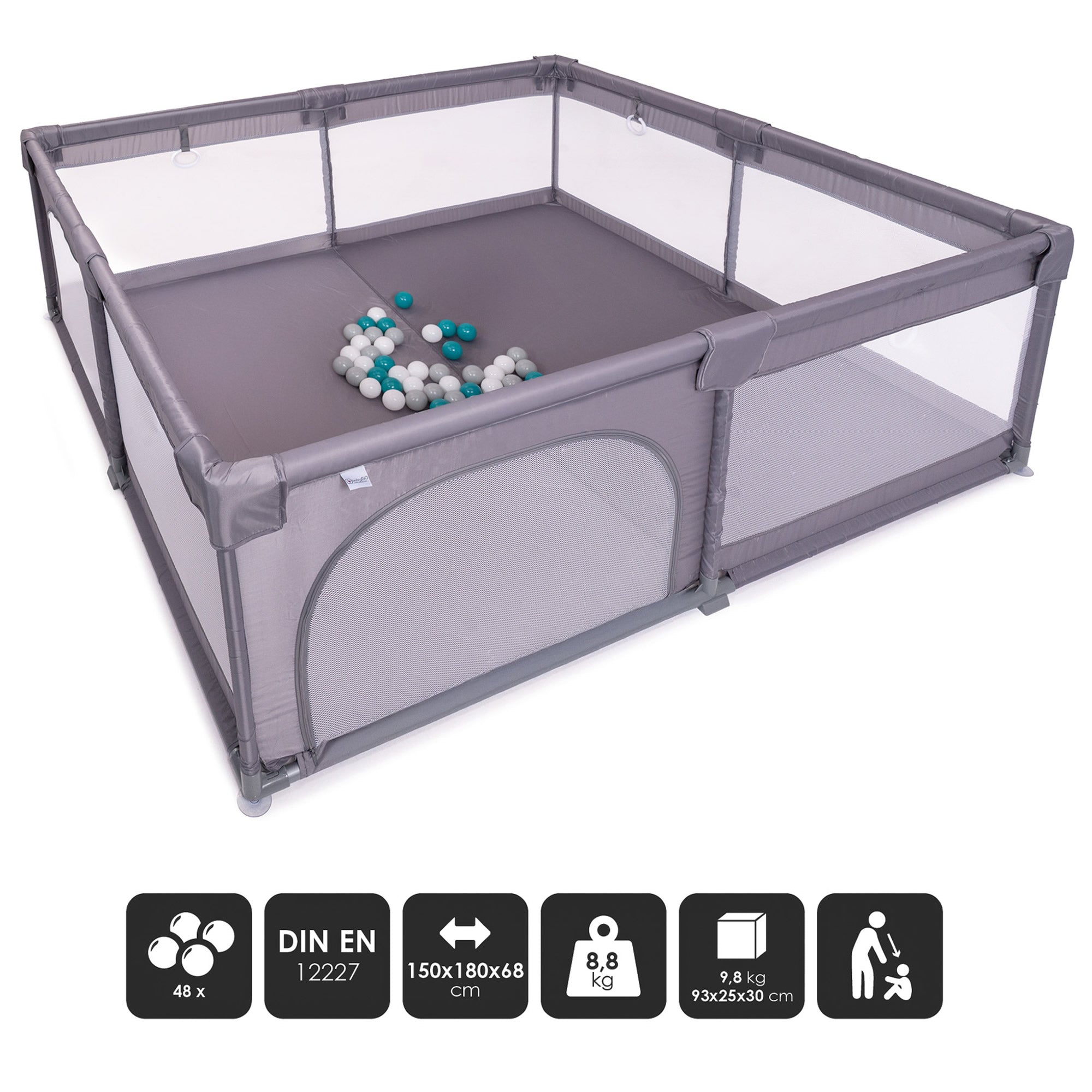 XXL Laufstall Laufgitter Krabbelgitter mit 48 Bälle Playpark BabyGo