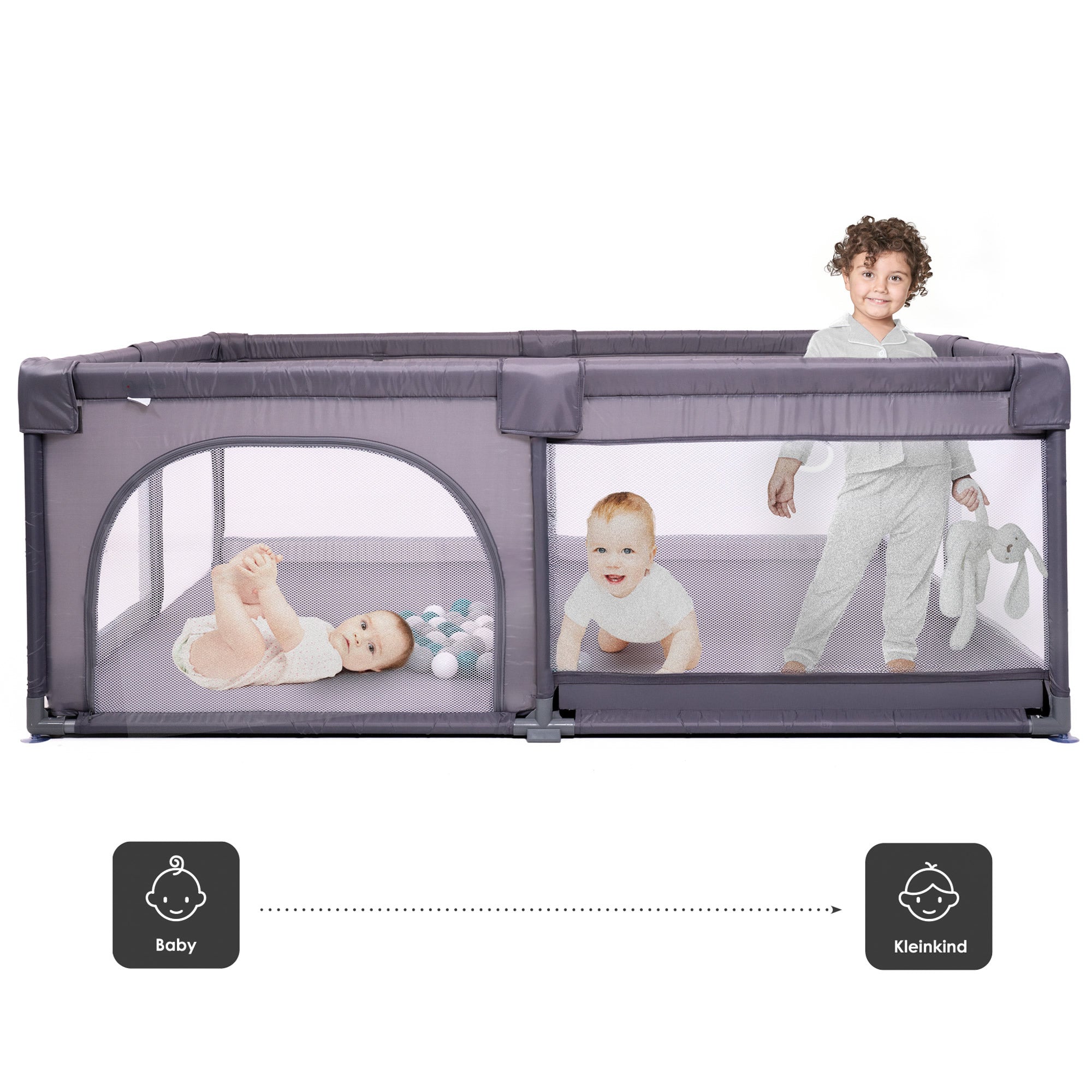 XXL Laufstall Laufgitter Krabbelgitter mit 48 Bälle Playpark BabyGo