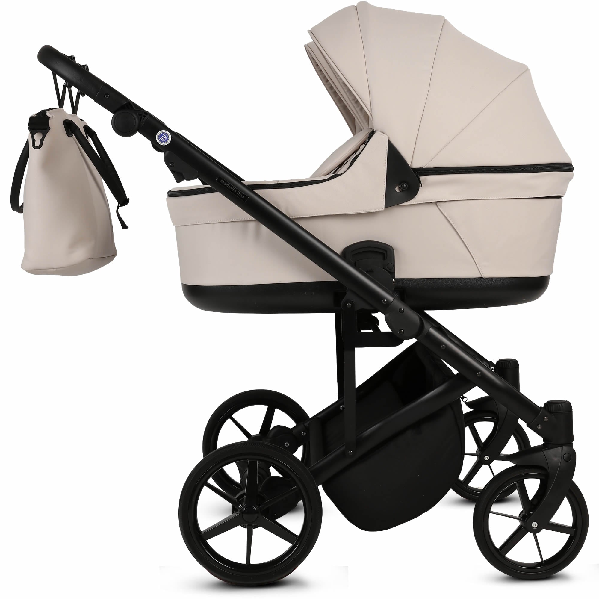 Knirpsenland Marbella Duo Beige – Premium Zwillingskinderwagen mit 2 Babywannen & 2 Sportsitzen