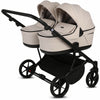 Knirpsenland Marbella Duo Beige – Premium Zwillings- & Geschwisterkinderwagen mit 2 Babywannen & 2 Sportsitzen