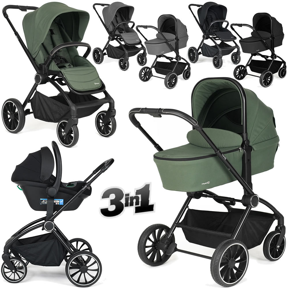 Knirpsenland Kinderwagen 3 in 1 Komplettset inkl. Babyschale Sevilla