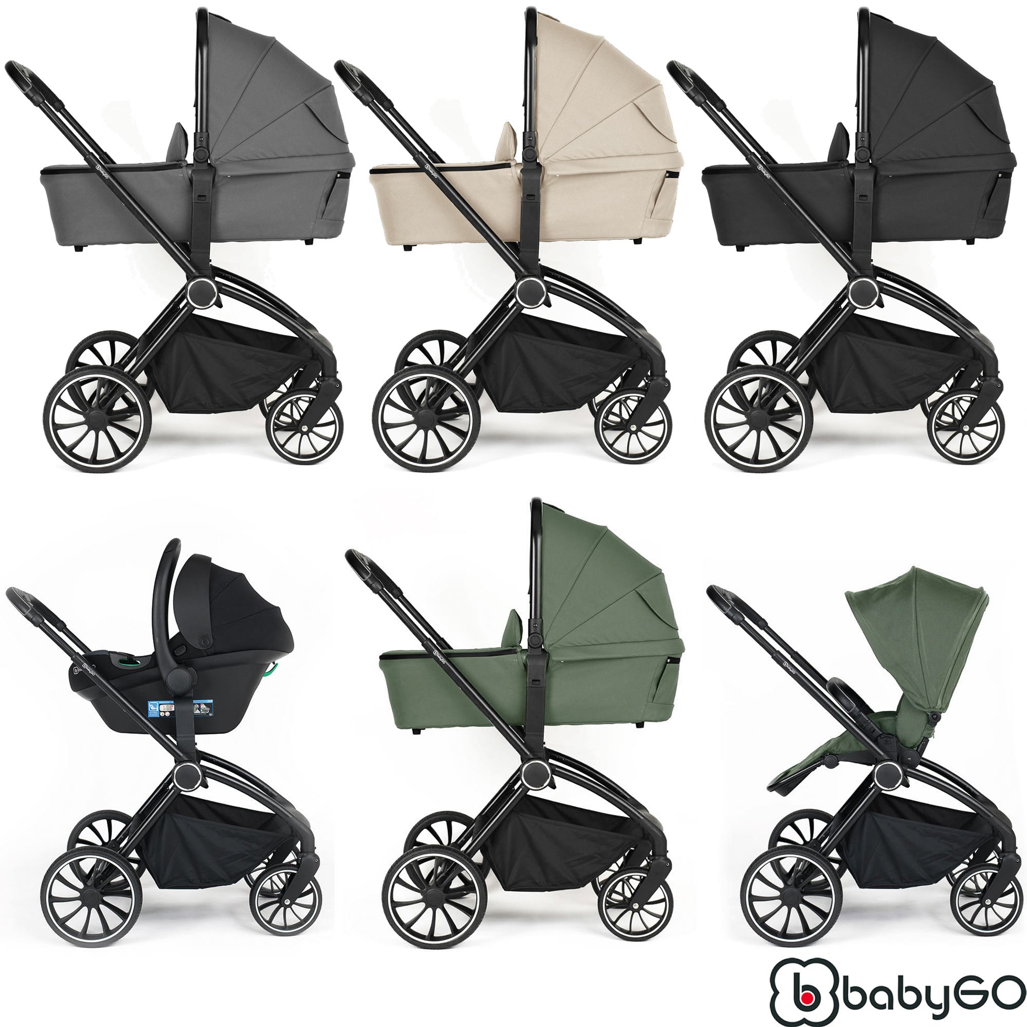 BabyGo Kinderwagen Harmony 3in1 Komplettset inkl. Babyschale