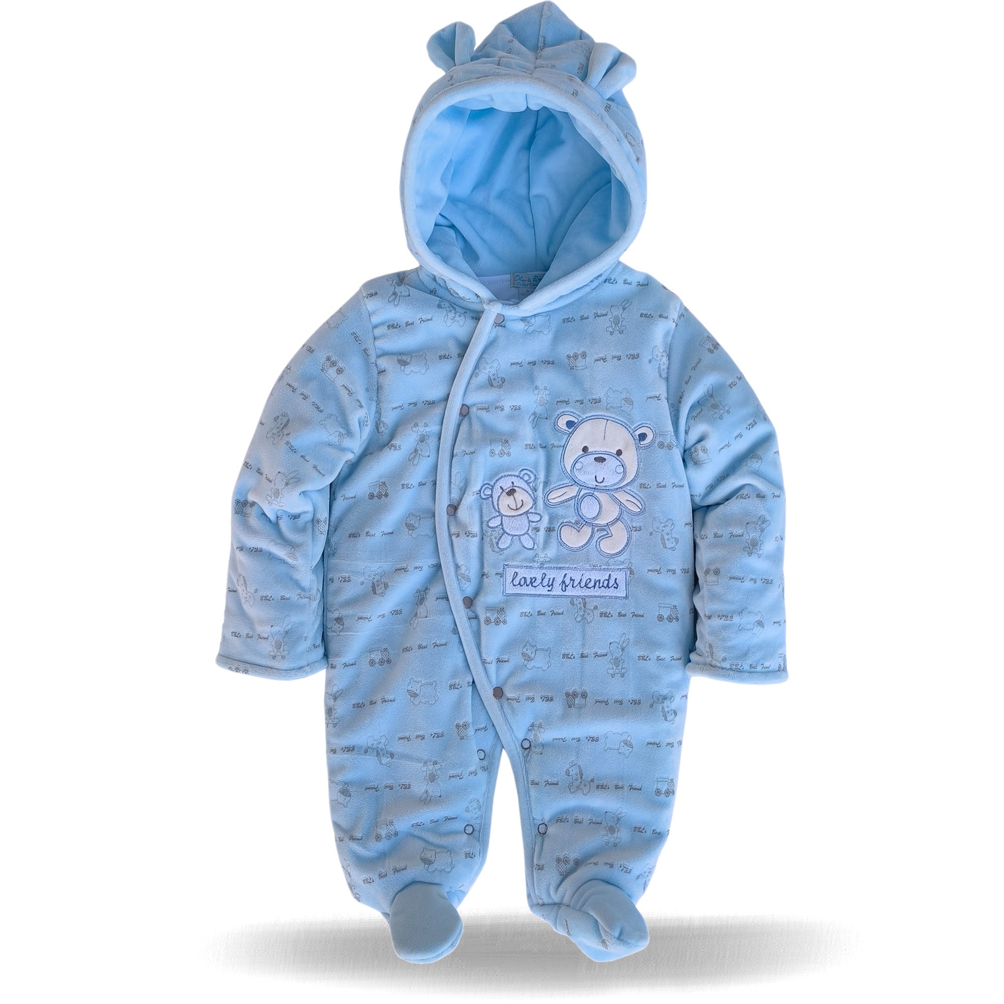 Schneeanzug Winter Overall Fleece Kapuze Baby Junge Blau