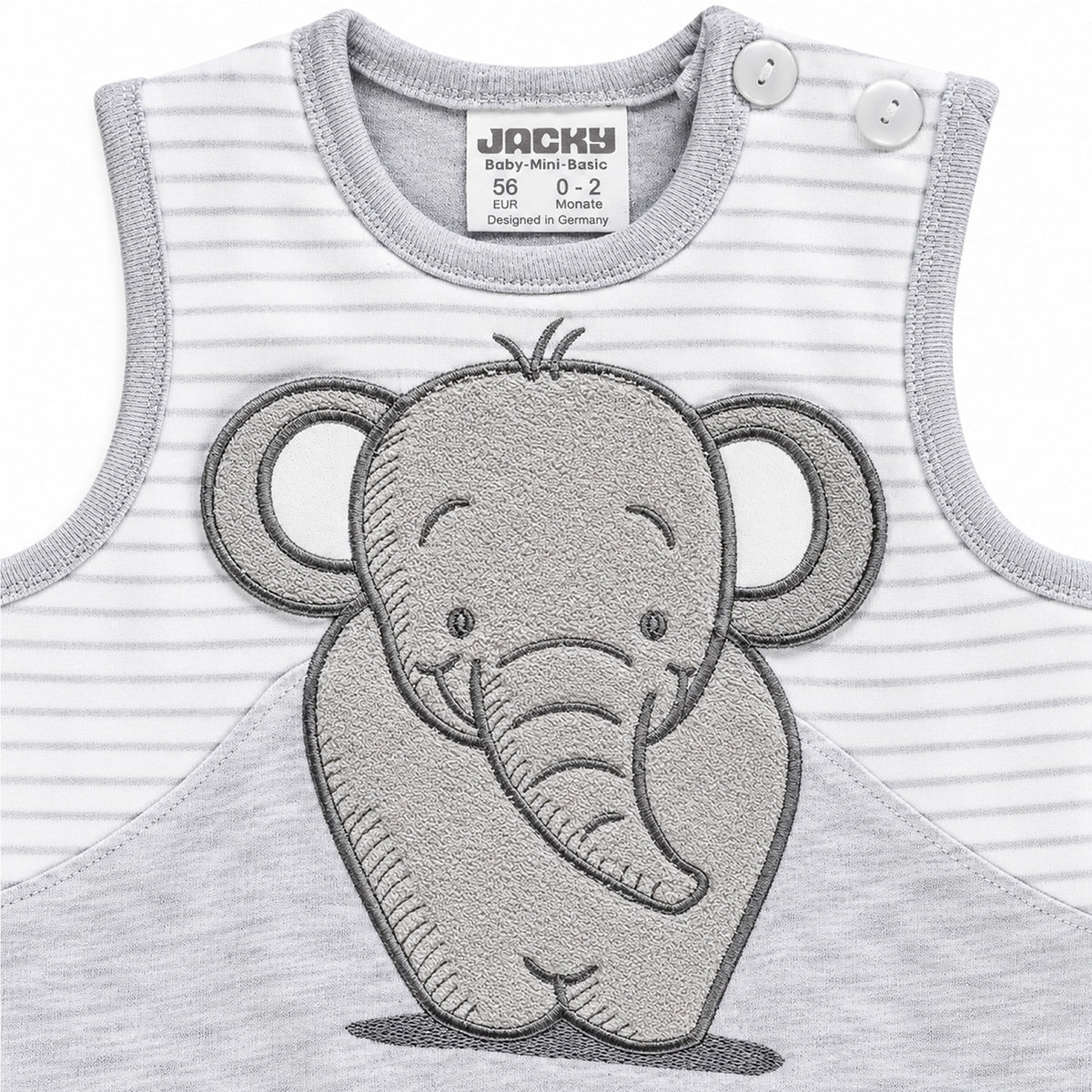 Jacky Baby Schlafsack 0,5 TOG – Elefant Grau Melange, ärmellos