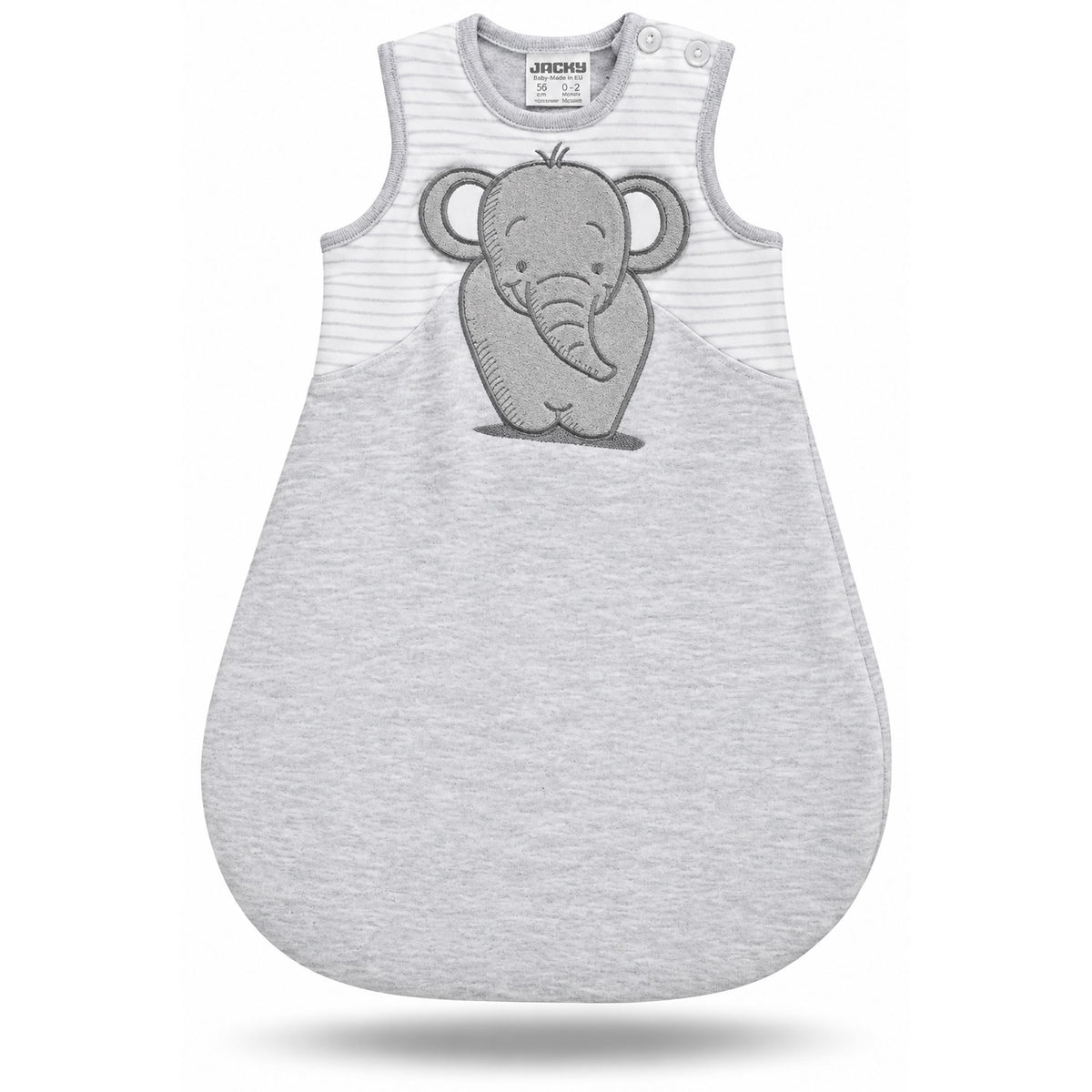 Jacky Baby Schlafsack 0,5 TOG – Elefant Grau Melange, ärmellos
