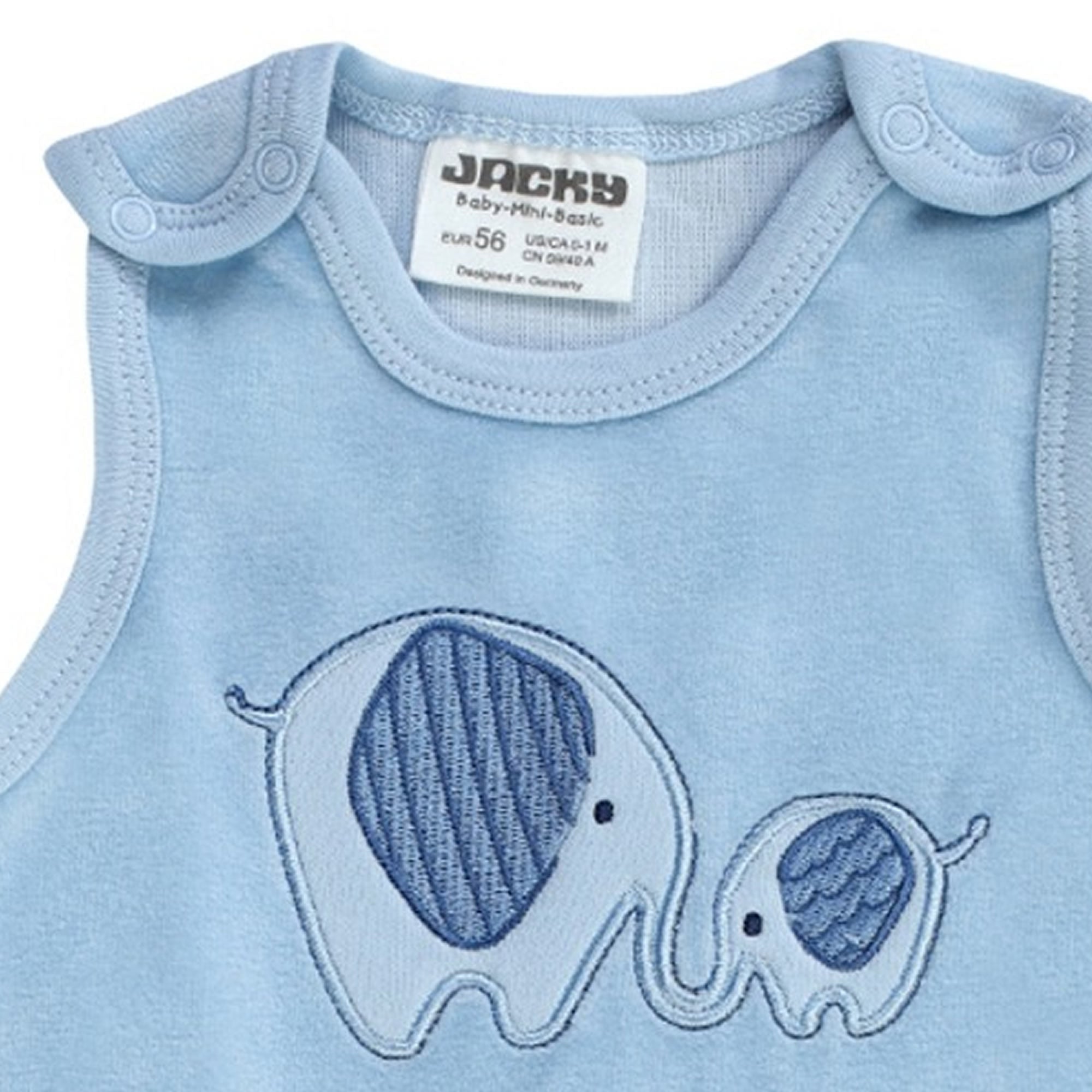 Jacky Baby Strampler Hellblau Elefant Baumwolle