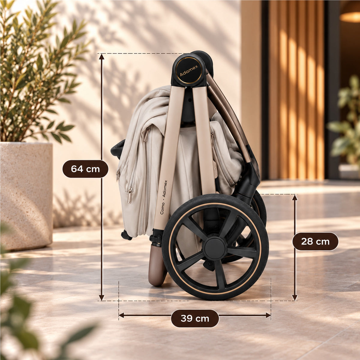 Adamex COMO 2-in-1 Kinderwagen Natura Beige – faltbare Babywanne