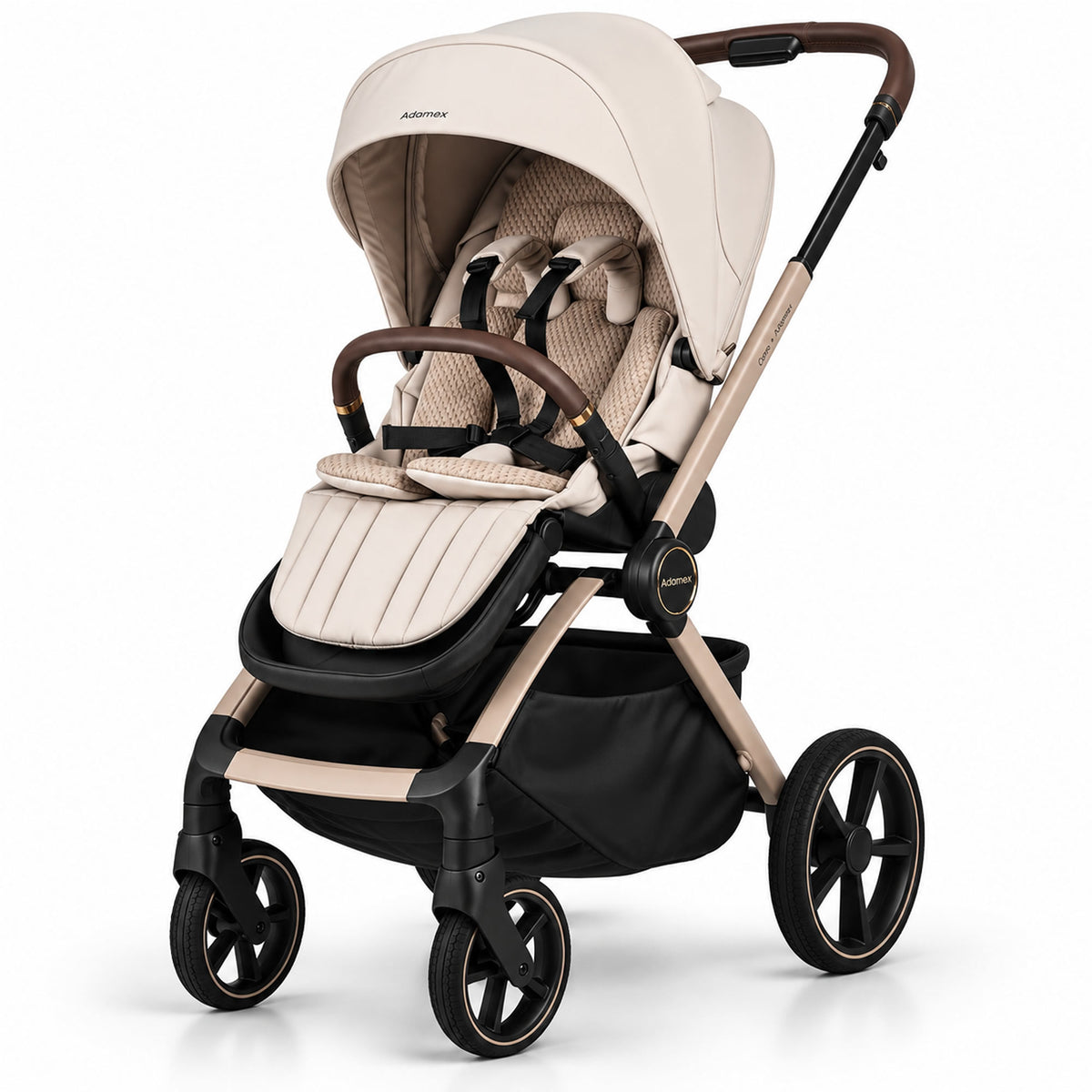 Adamex COMO 2-in-1 Kinderwagen Natura Beige – faltbare Babywanne