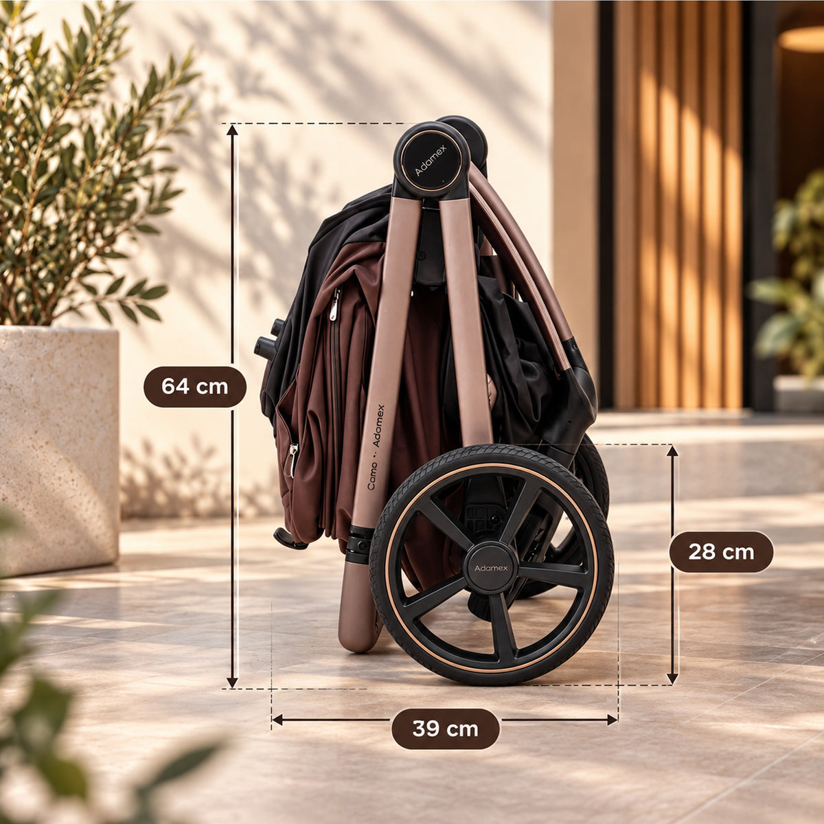 Titel: Adamex COMO 2-in-1 Kinderwagen Cappuccino – faltbare Babywanne