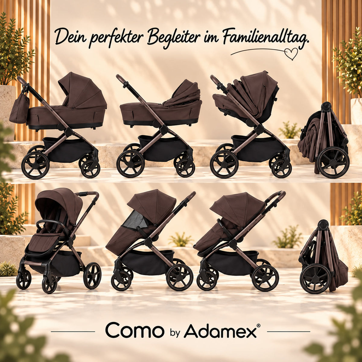 Titel: Adamex COMO 2-in-1 Kinderwagen Cappuccino – faltbare Babywanne