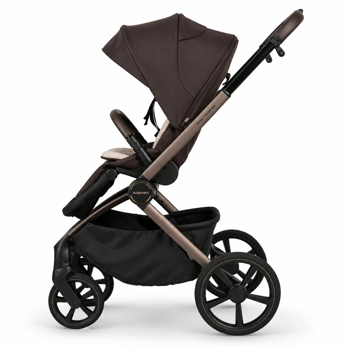 Adamex COMO 2-in-1 Kinderwagen Braun – faltbare Babywanne