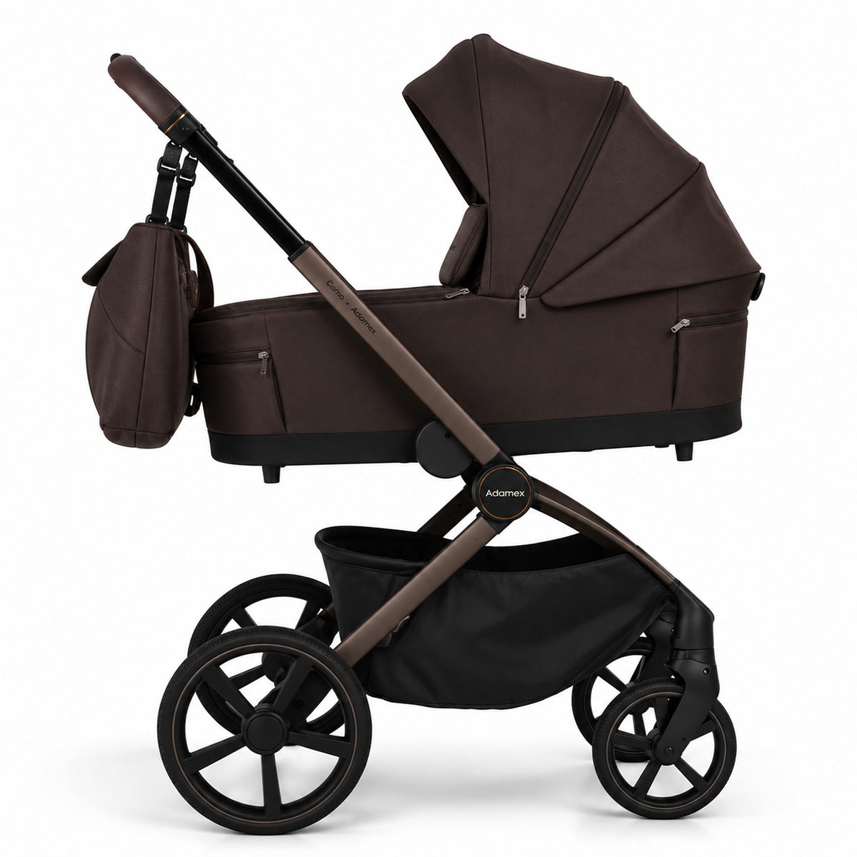 Adamex COMO 2-in-1 Kinderwagen Braun – faltbare Babywanne