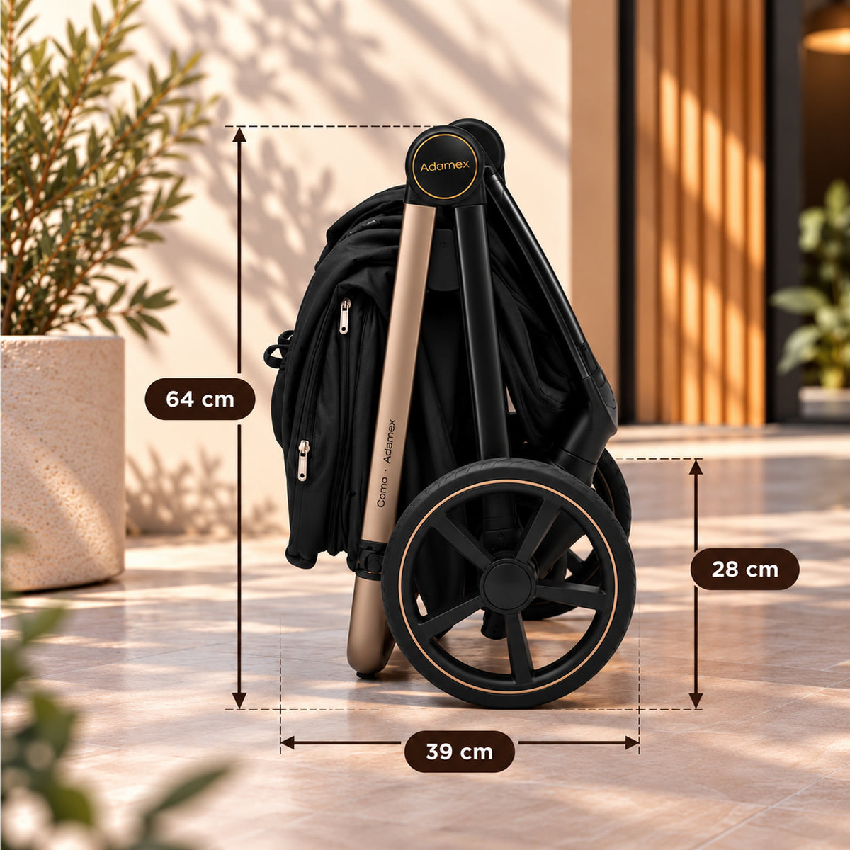 Adamex COMO 2-in-1 Kinderwagen Schwarz – faltbare Babywanne