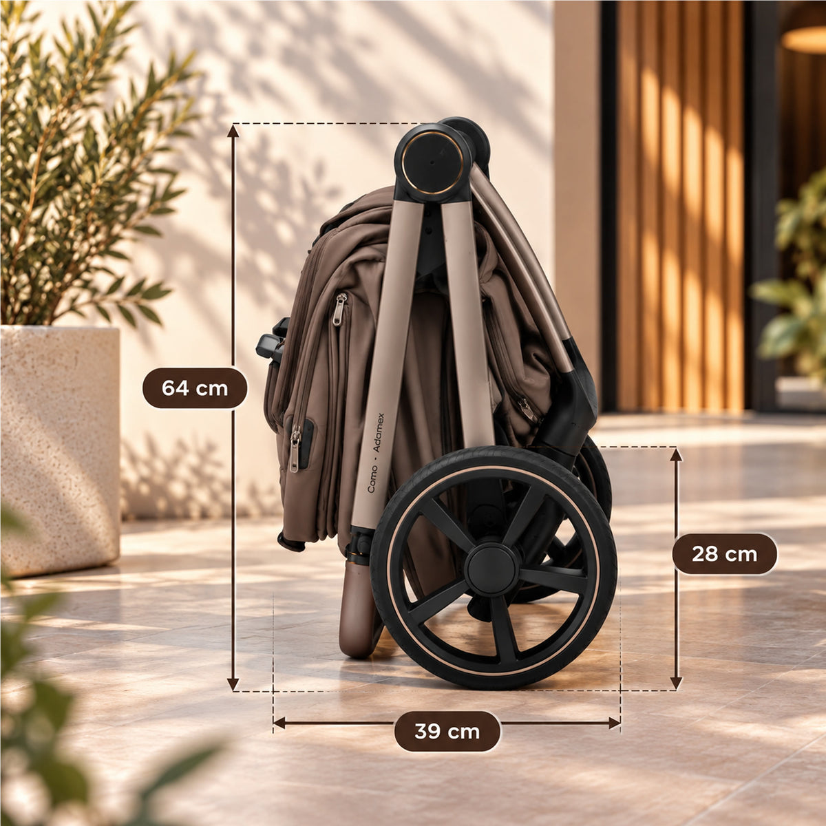 Adamex COMO 2-in-1 Kinderwagen Taupe – faltbare Babywanne