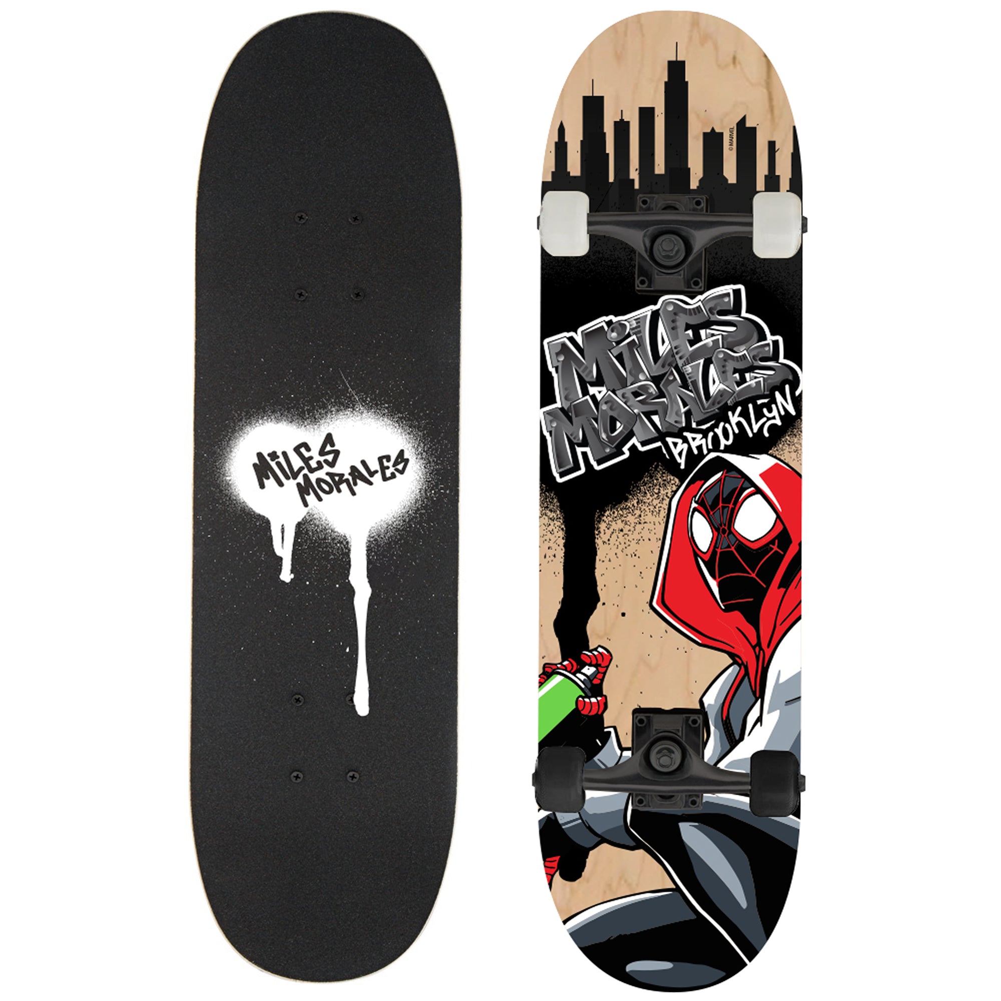 Spider-Man Miles Morales Skateboard 79 cm – Premium Holzboard mit ABEC 7 & PU Rollen