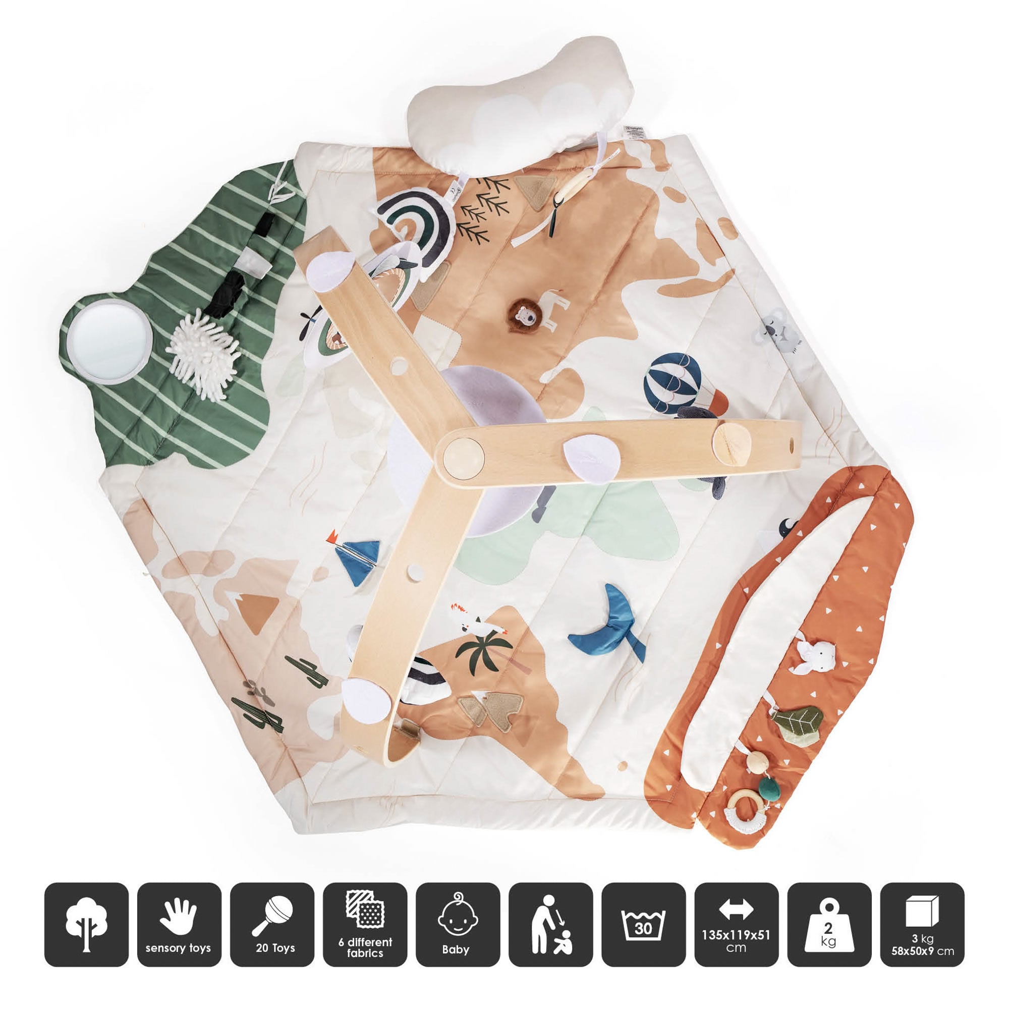 BabyGO Bianca Krabbeldecke mit Spielbogen & Activity Center