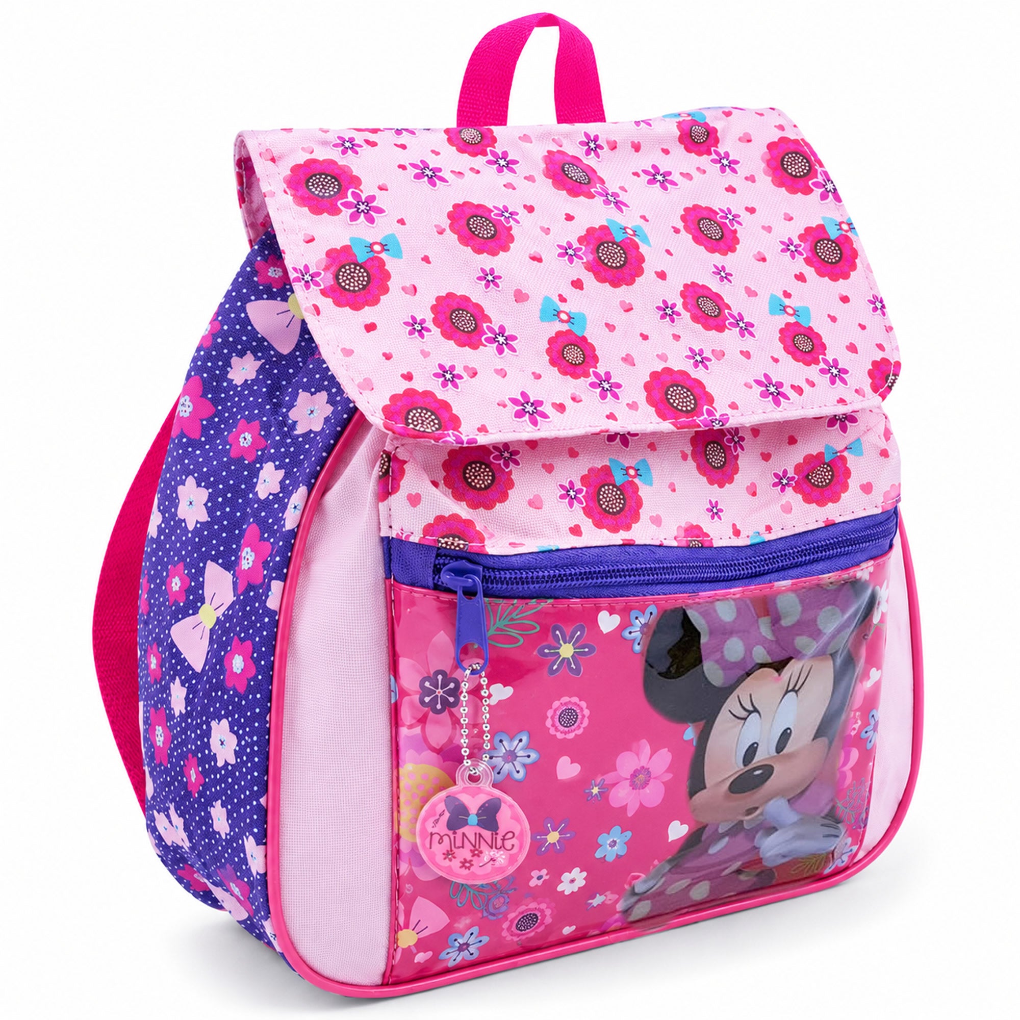 Disney Minnie Mouse Kindergartenrucksack 28 cm Pink mit Klappe und Fronttasche