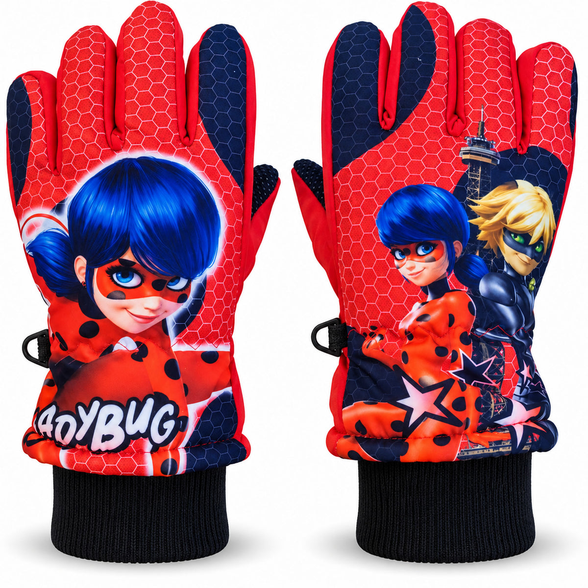Miraculous Ladybug Kinder Winterhandschuhe Rot-Schwarz – warm gefüttert