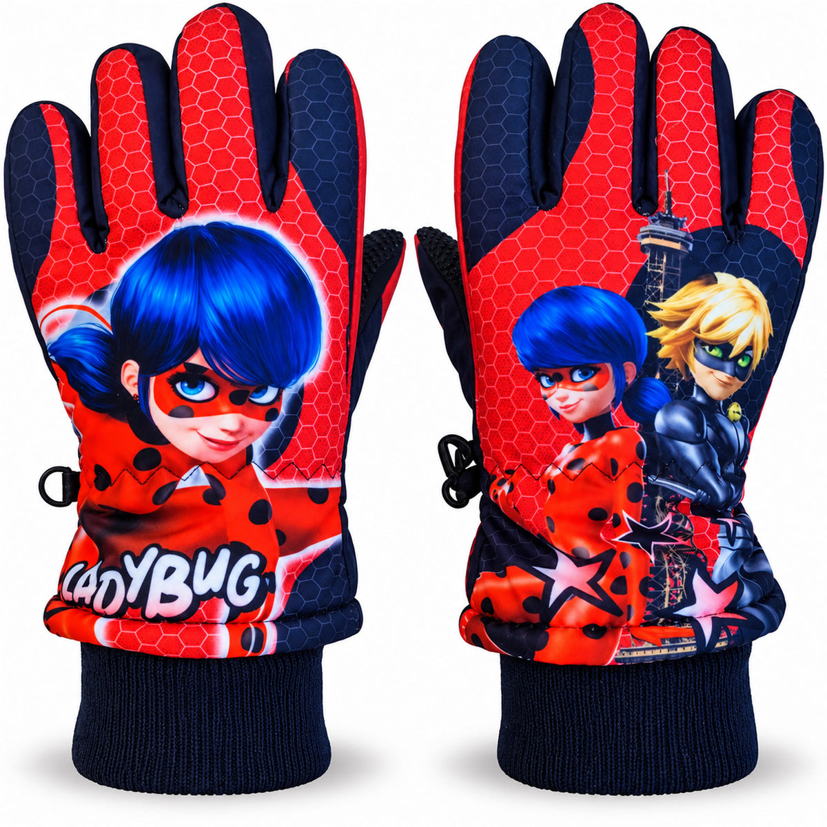 Miraculous Ladybug Kinder Winterhandschuhe Rot-Schwarz – warm gefüttert