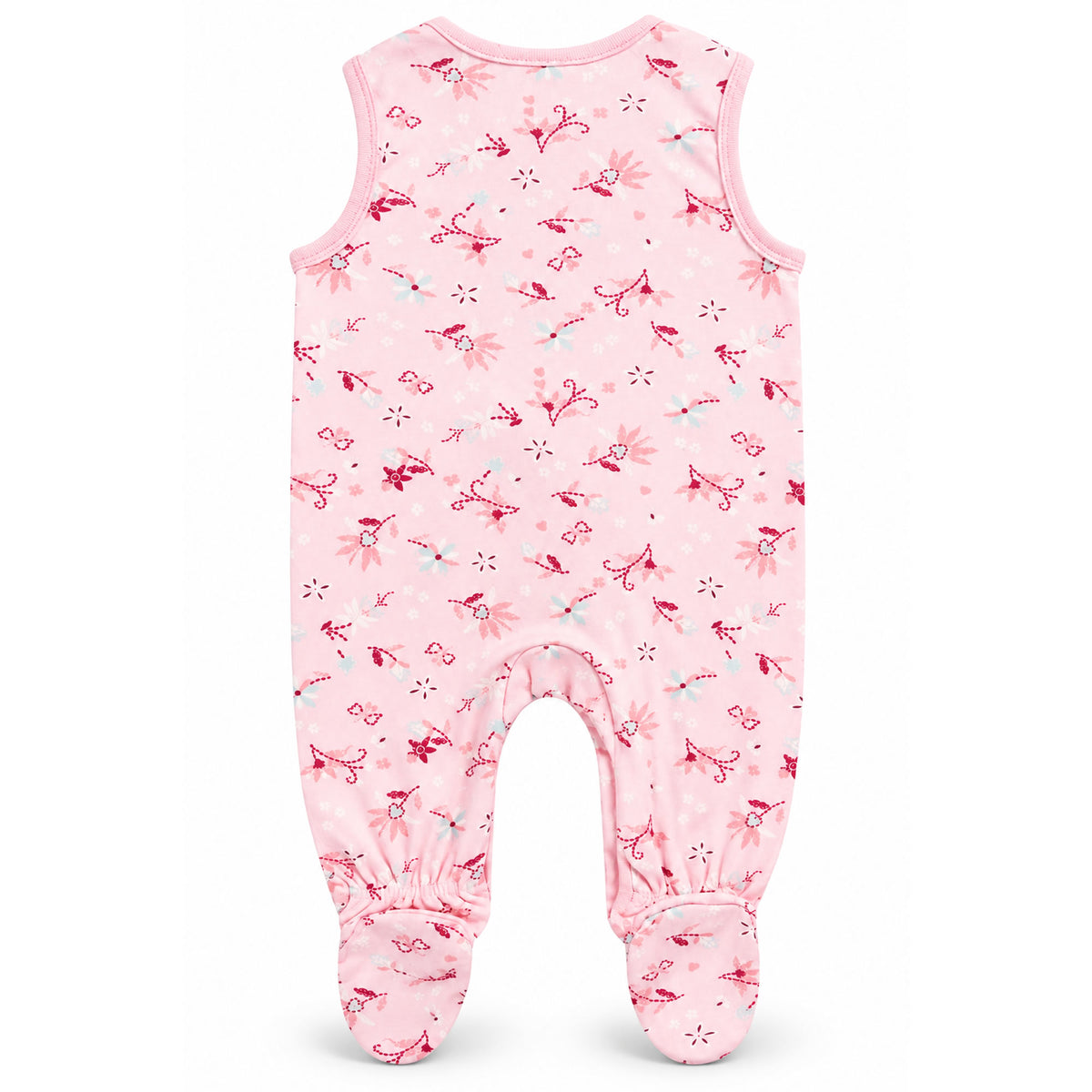 Jacky Baby Strampler Rosa mit Füßen – Elefant & Blumenmuster