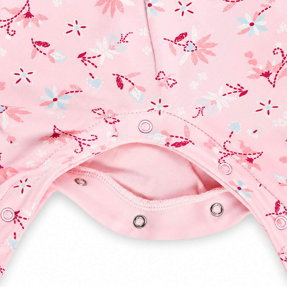Jacky Baby Strampler Rosa mit Füßen – Elefant & Blumenmuster