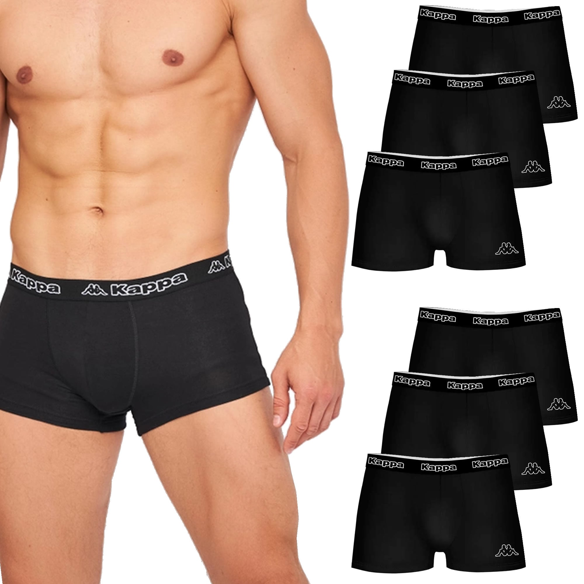 Kappa Boxershorts Herren Unterhose 6er Pack Schwarz