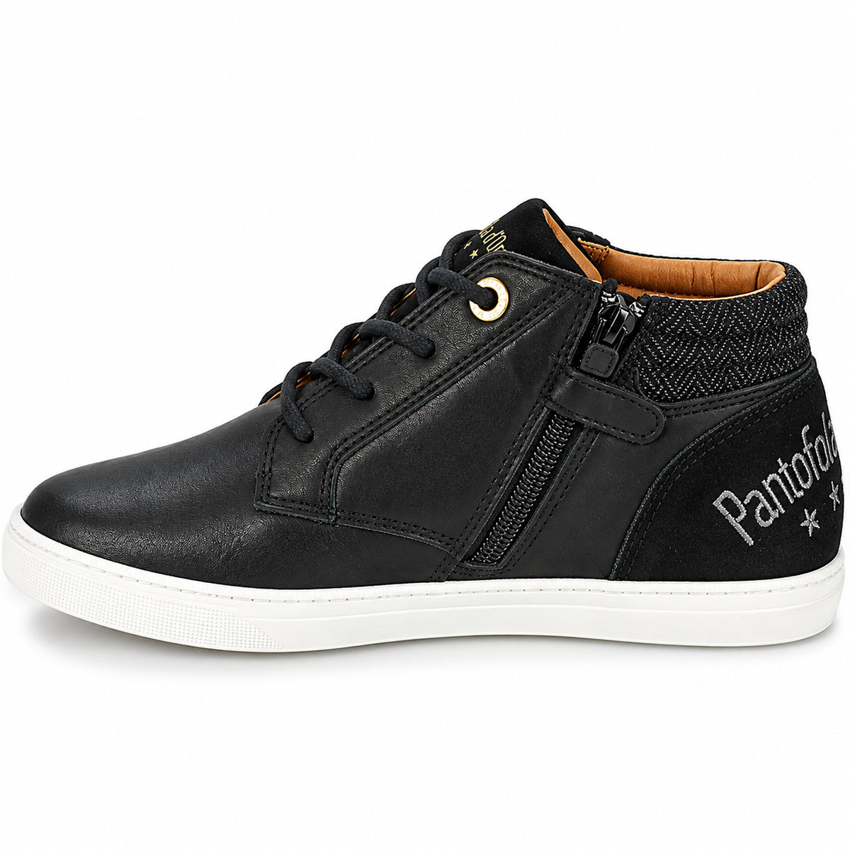Kinder High Top Sneaker Schwarz – Echtleder Pantofola d’Oro Aosta Mid Jr.