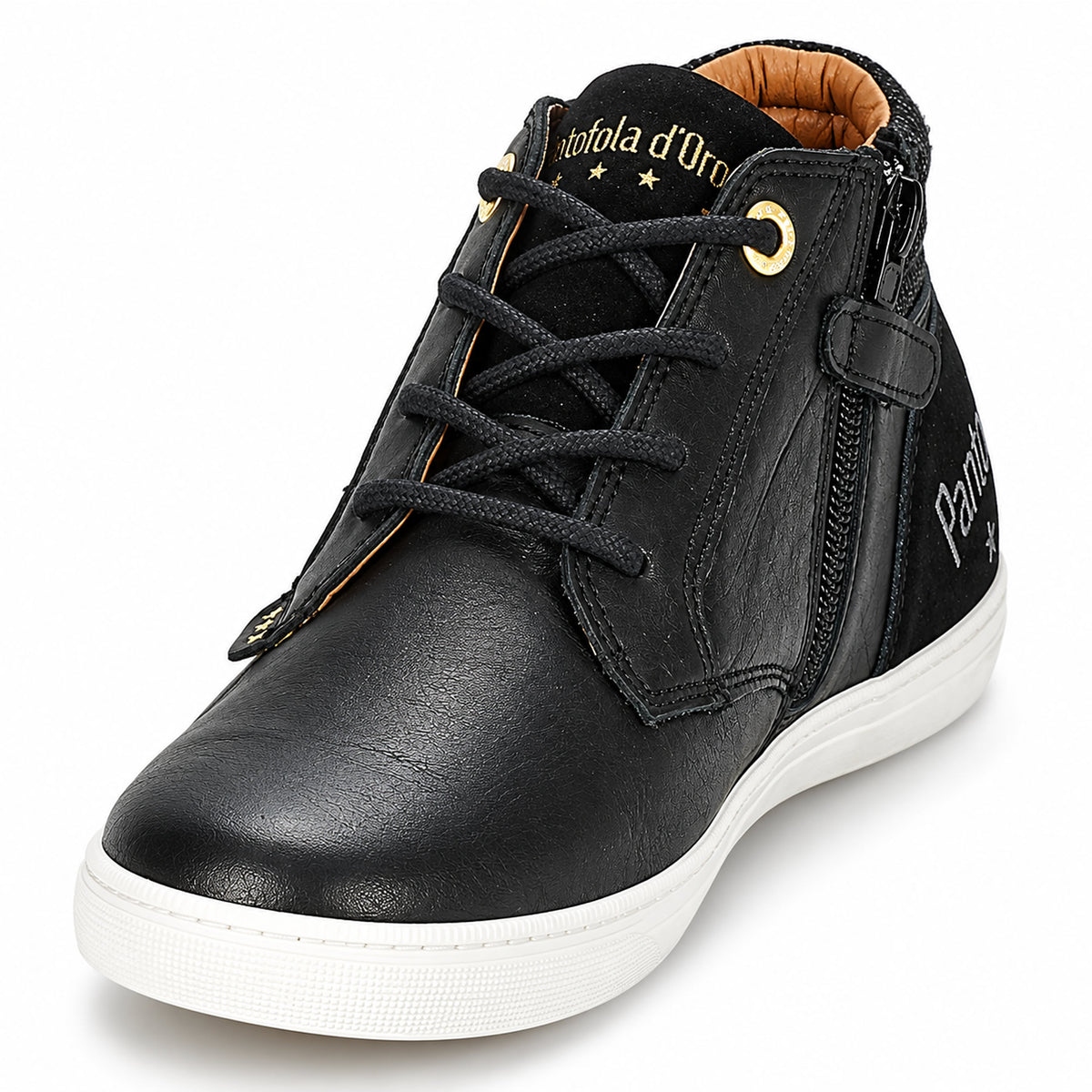 Kinder High Top Sneaker Schwarz – Echtleder Pantofola d’Oro Aosta Mid Jr.