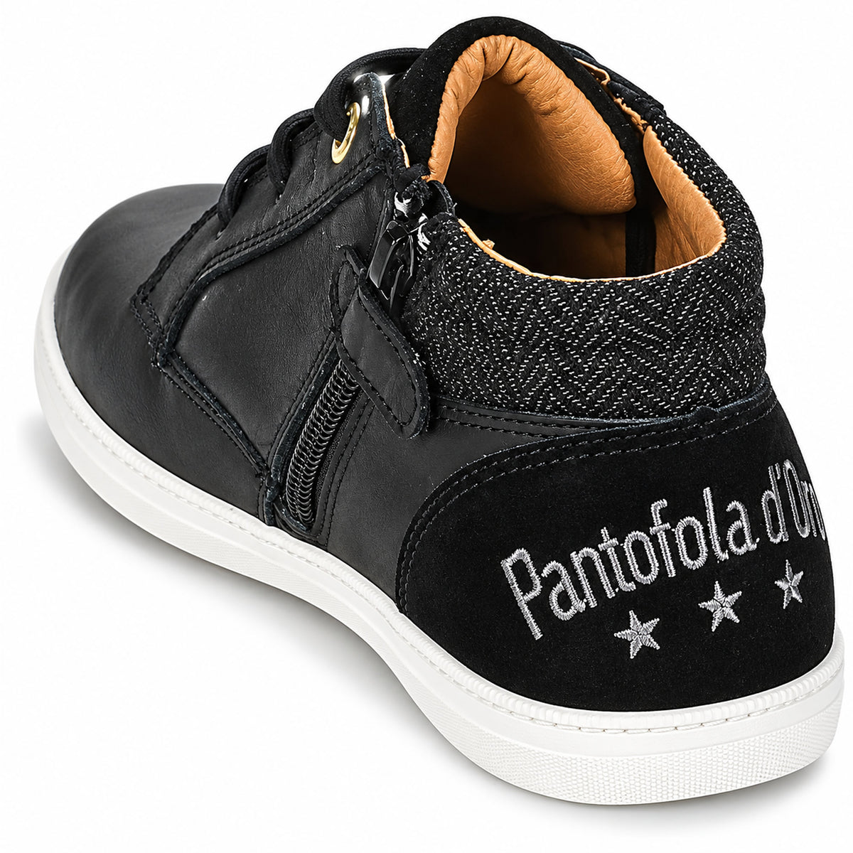 Kinder High Top Sneaker Schwarz – Echtleder Pantofola d’Oro Aosta Mid Jr.