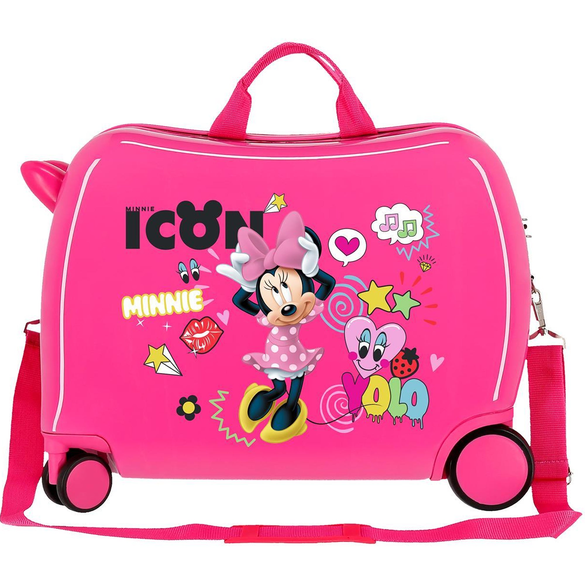Minnie Maus Sitzkoffer Kinder – Hartschalen Ziehkoffer 34L Pink mit Rollen