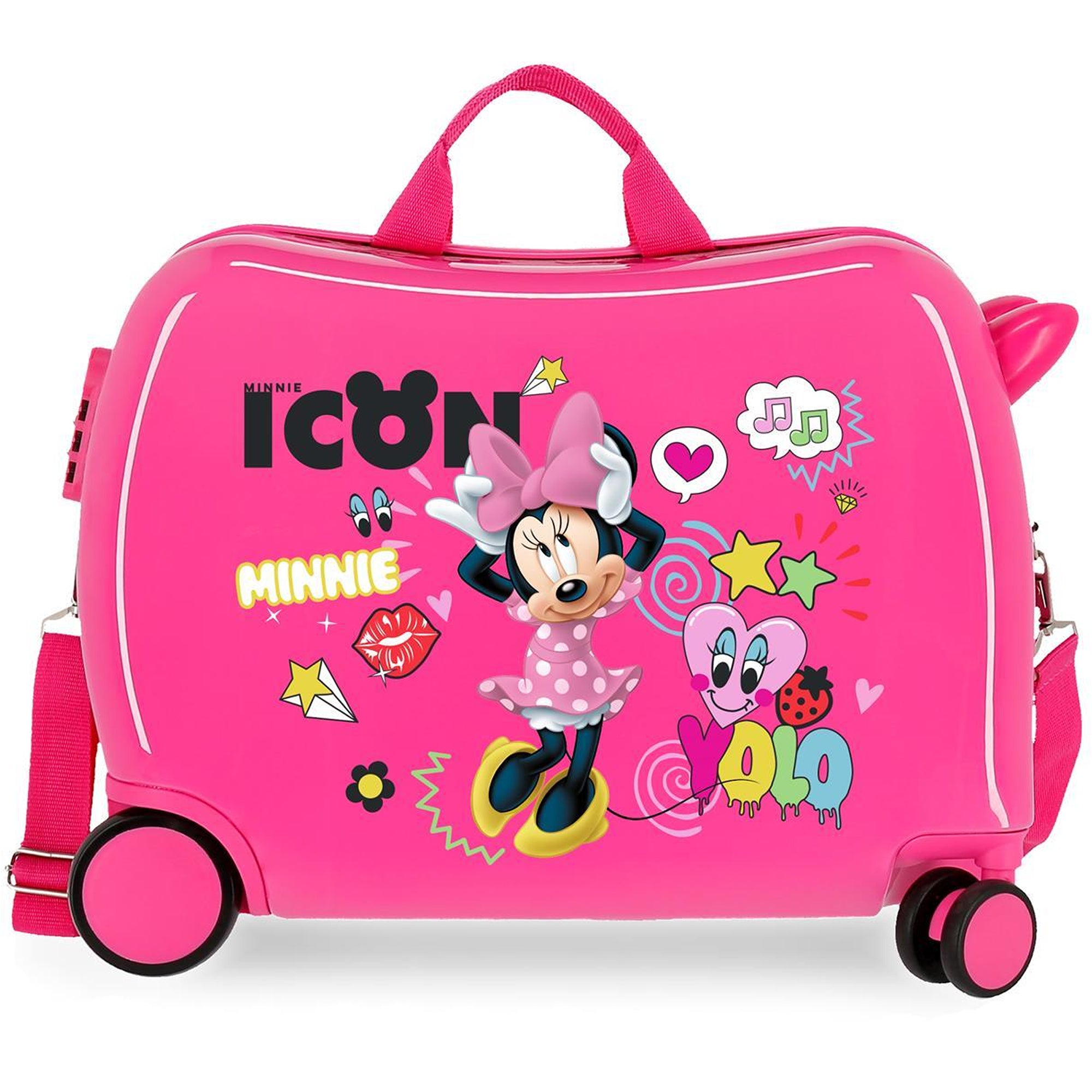 Minnie Maus Sitzkoffer Kinder – Hartschalen Ziehkoffer 34L Pink mit Rollen