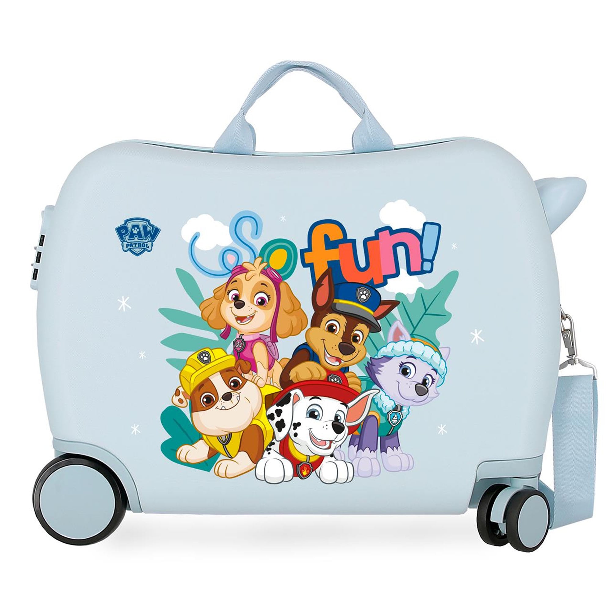 Paw Patrol Sitzkoffer Kinder – Hartschalen Ziehkoffer 34 L | Hellblau