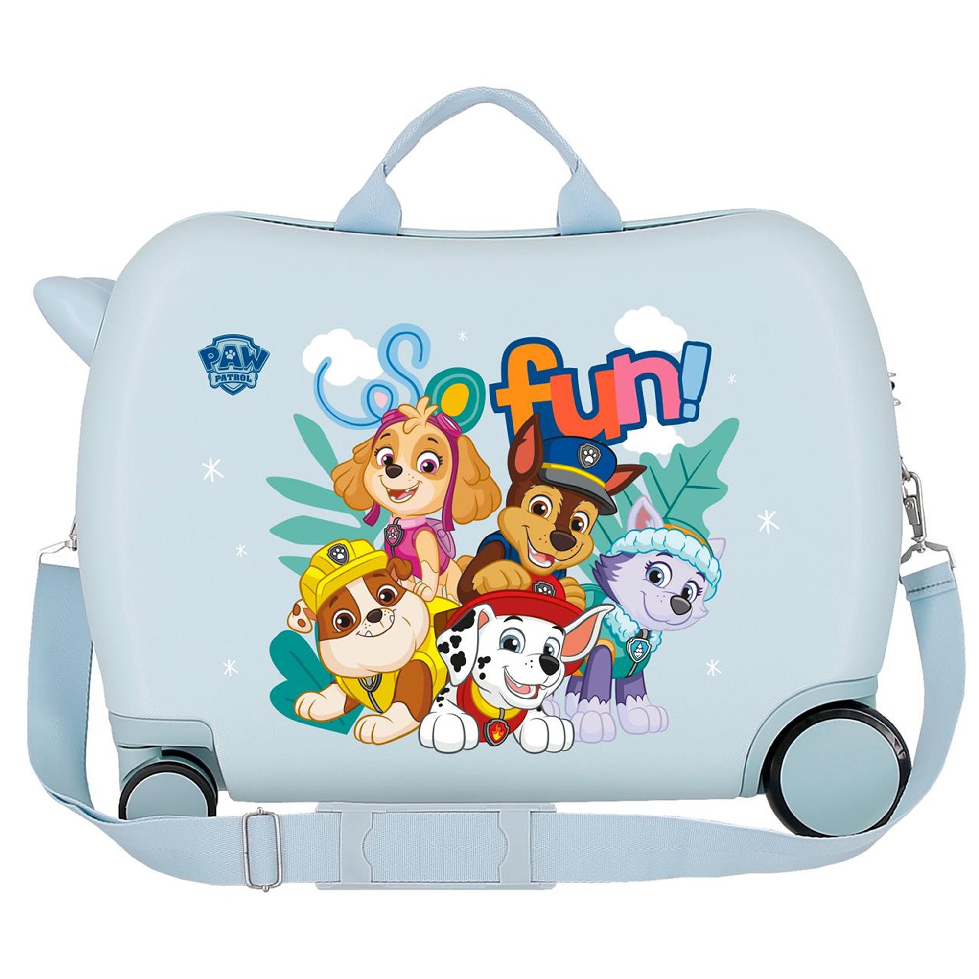 Paw Patrol Sitzkoffer Kinder – Hartschalen Ziehkoffer 34 L | Hellblau