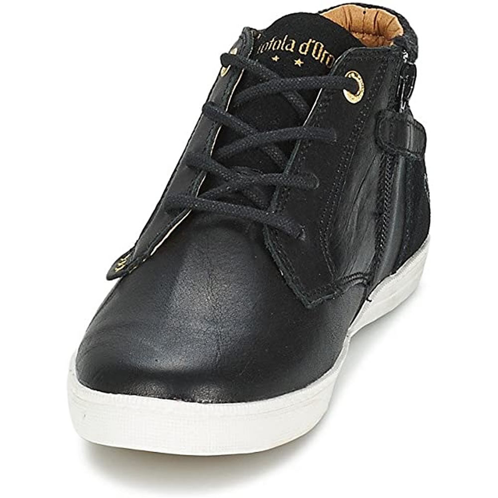 Children's Shoes Sneakers Real Leather High Winter Shoes Black Pantofola d'Oro