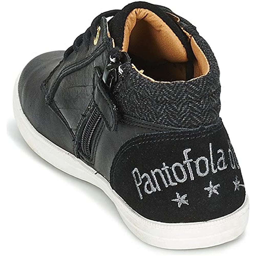 Children's Shoes Sneakers Real Leather High Winter Shoes Black Pantofola d'Oro